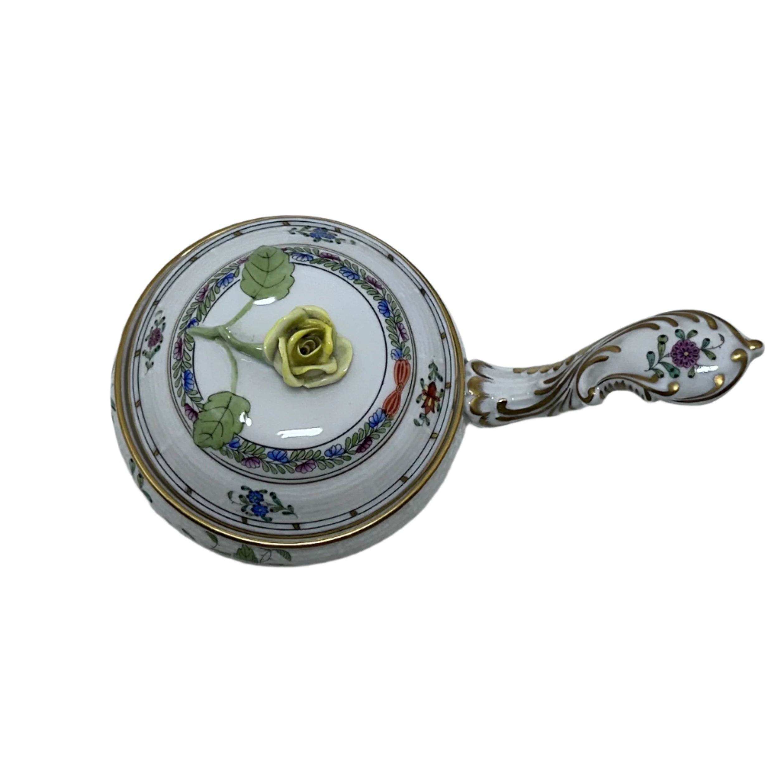 Herend Indian Basket and Rose Porcelain Handled Patty Pan 738/FD