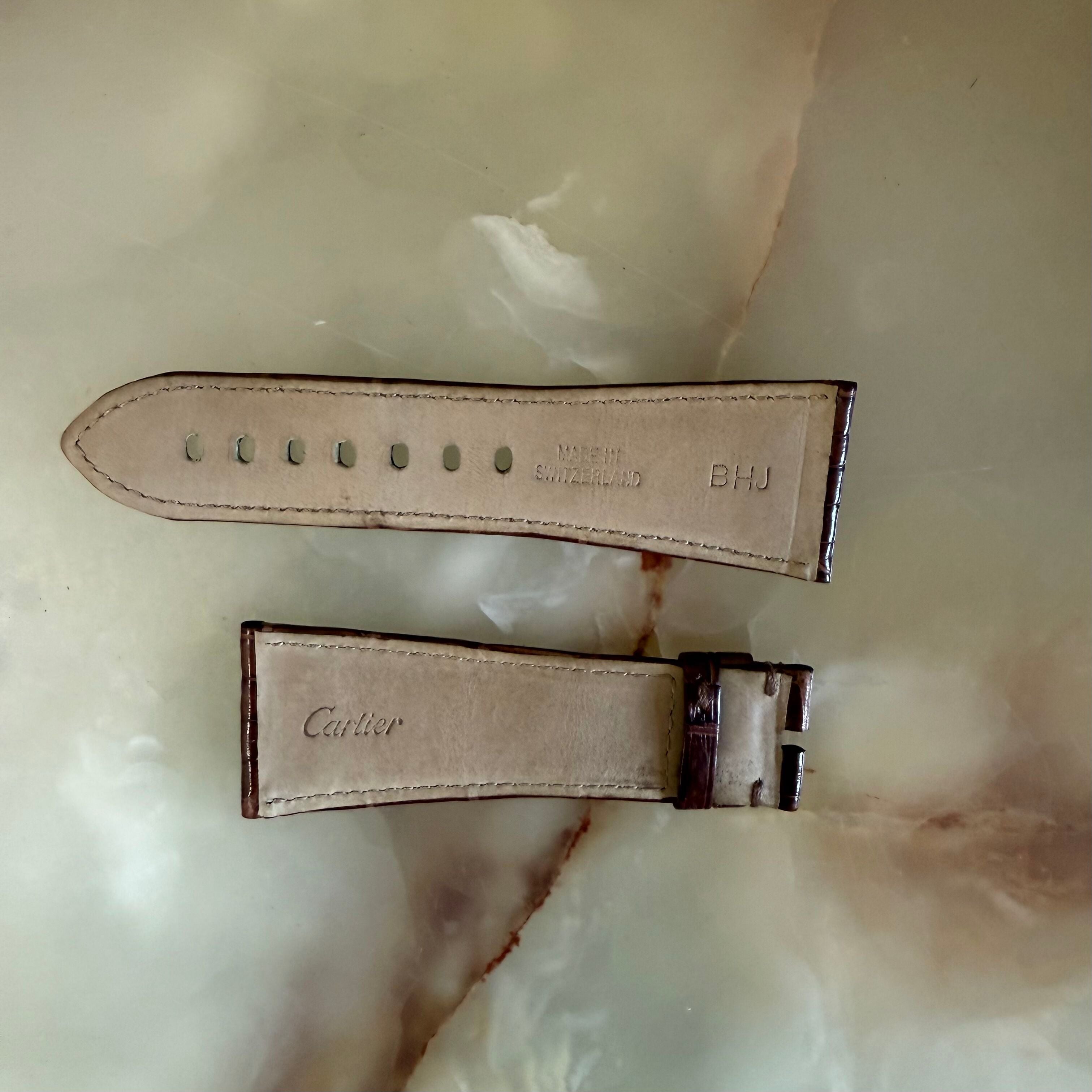 Authentic Cartier Brown Alligator Watch Strap Band 29mm
