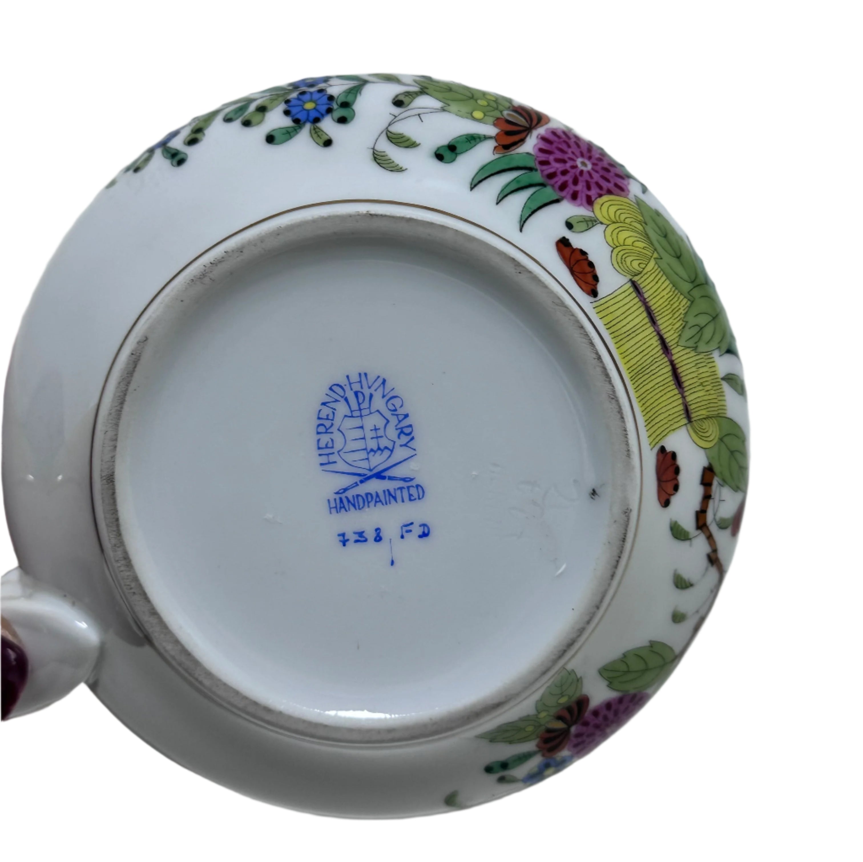 Herend Indian Basket and Rose Porcelain Handled Patty Pan 738/FD