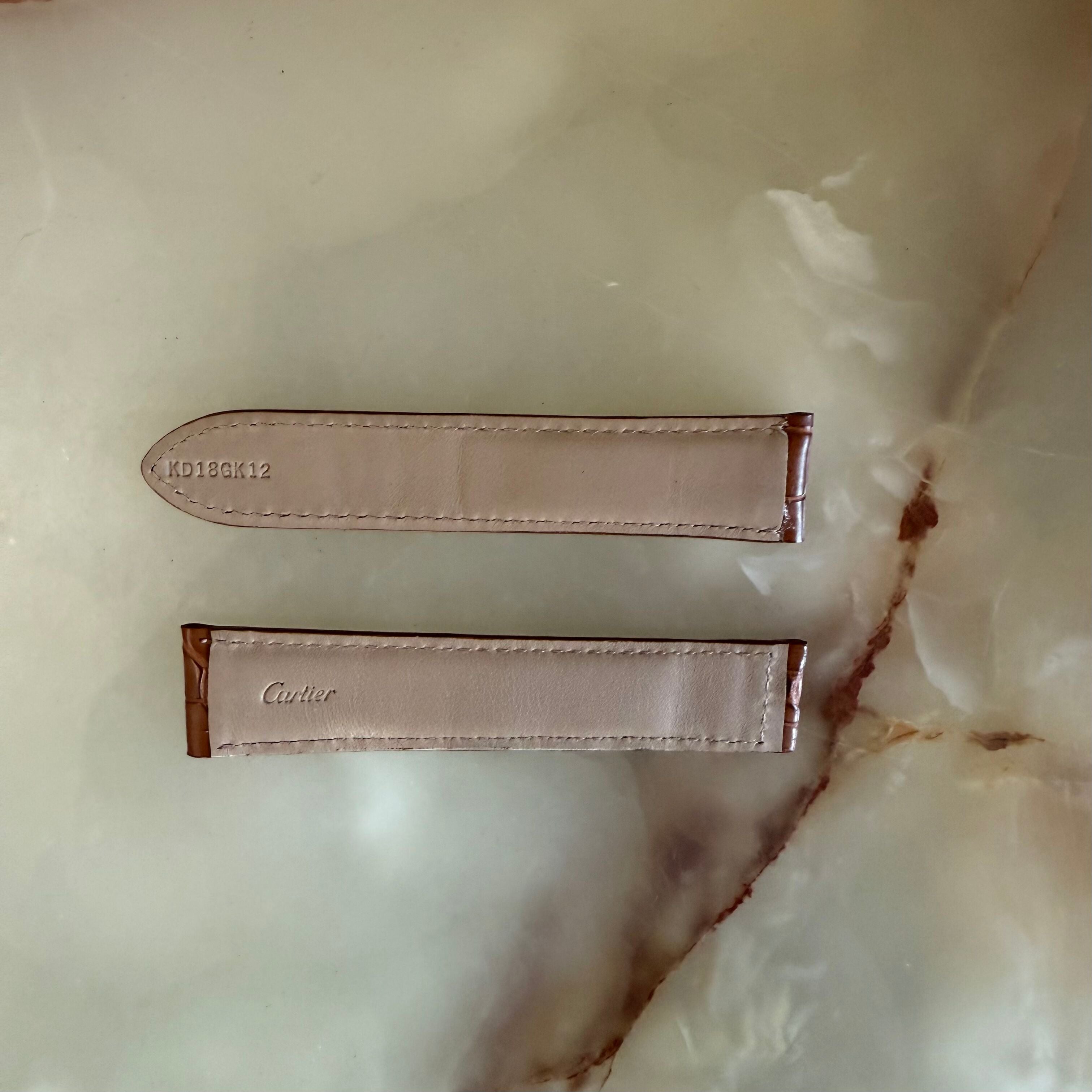 Authentic Cartier Brown Alligator Watch Strap Band 20mm KD18GK12