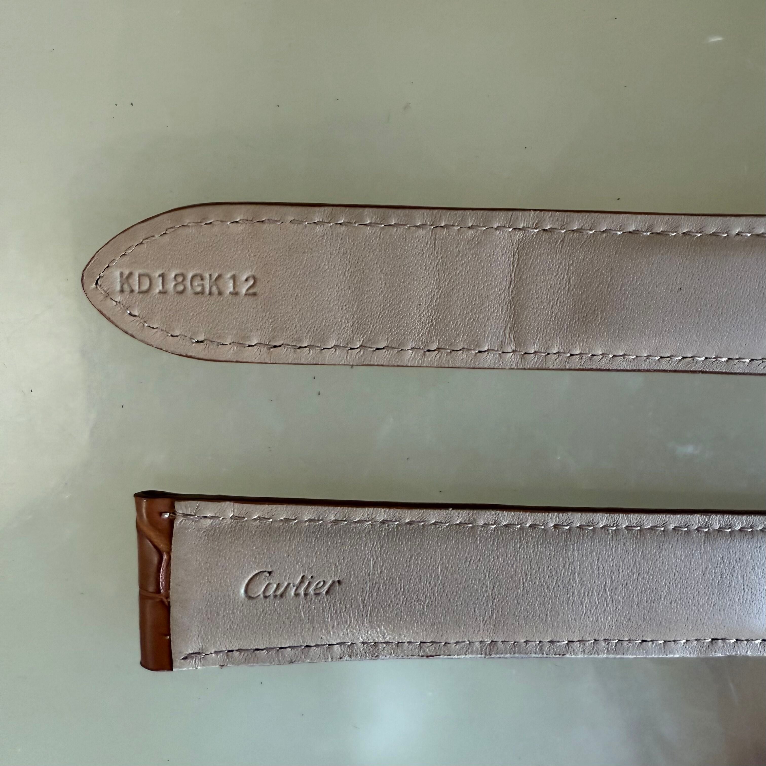 Authentic Cartier Brown Alligator Watch Strap Band 20mm KD18GK12