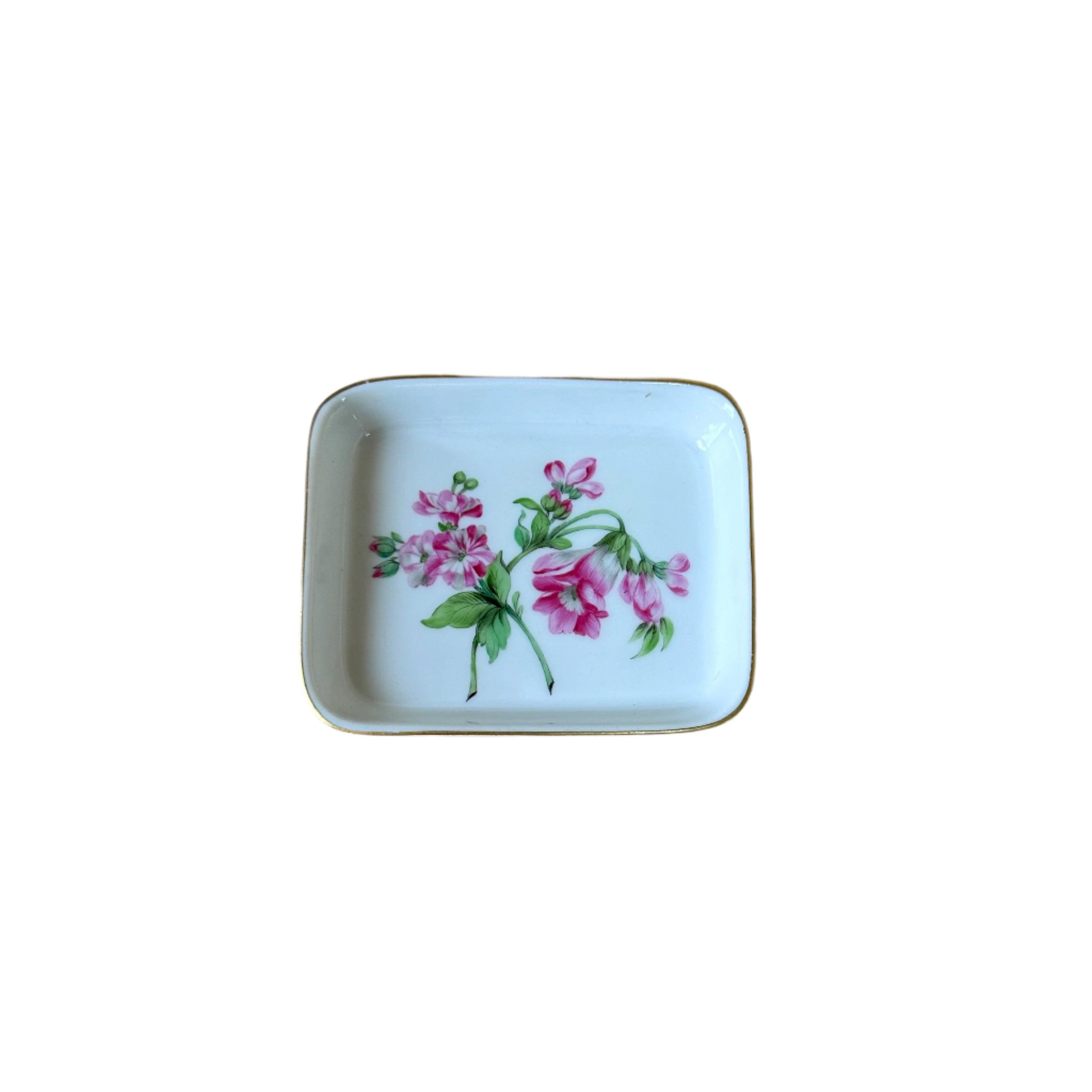 Herend Bouquet De Rose Gould Porcelain Miniature Flower Hand Painted Pin Tray 7733/GRB