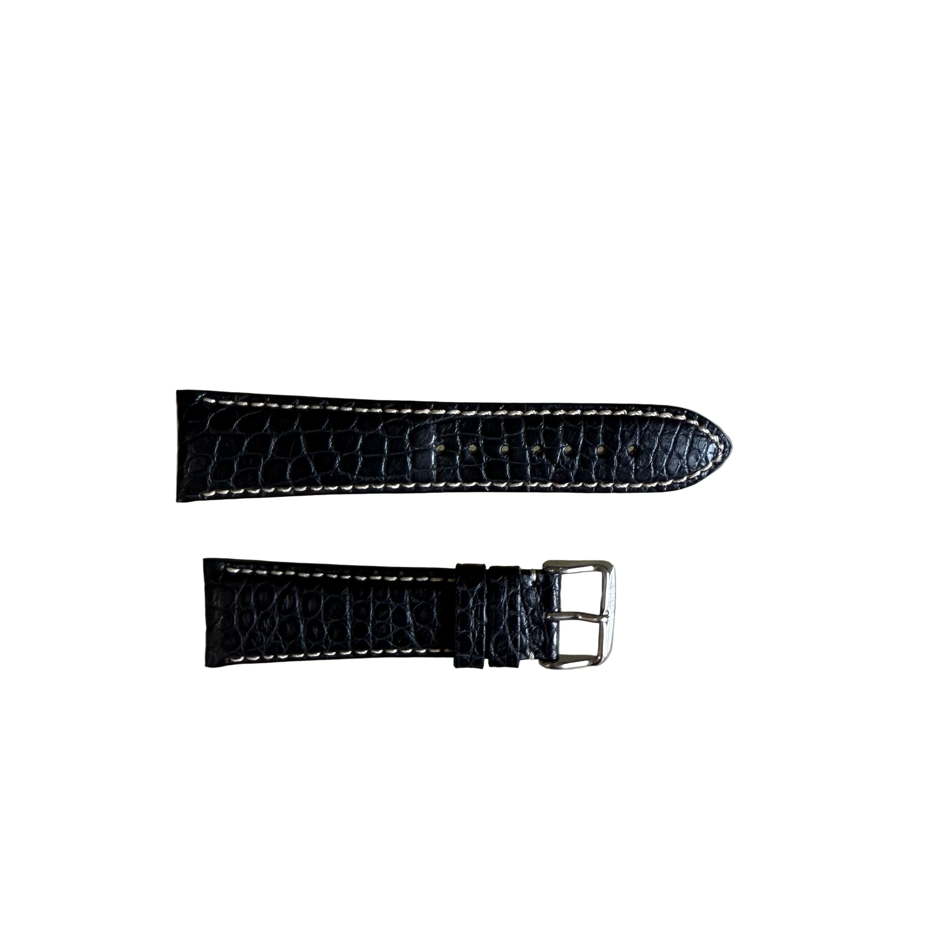 Genuine Alligator Black Watch Strap Band 24mm Padded & Stitched w Buckle