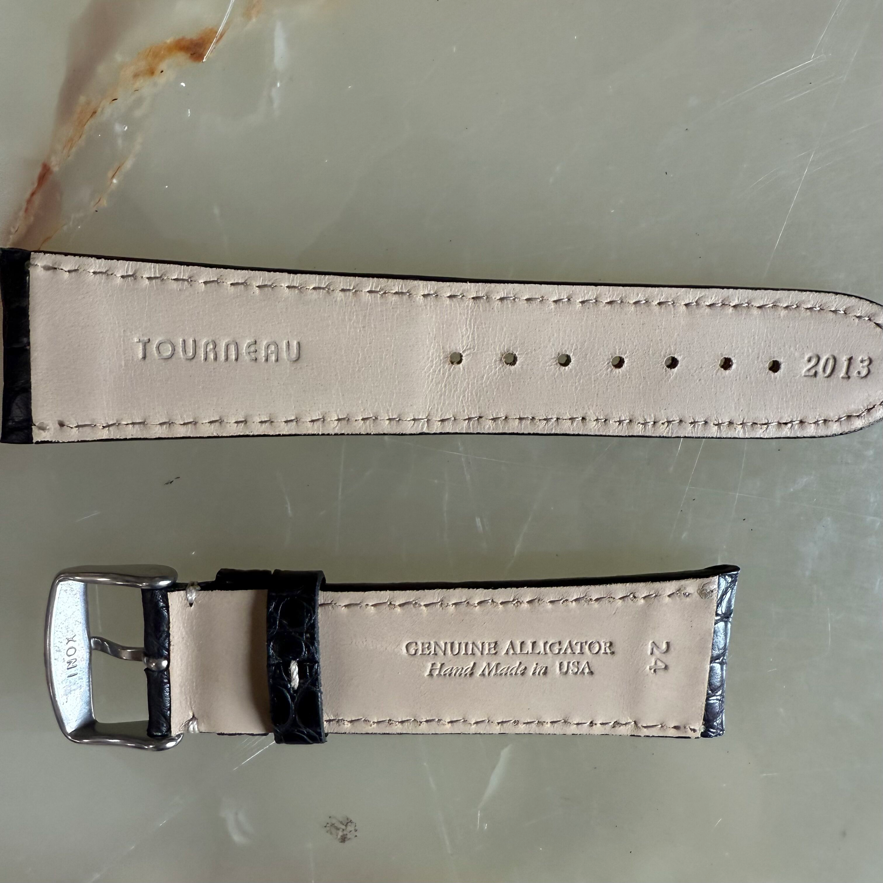 Genuine Alligator Black Watch Strap Band 24mm Padded & Stitched w Buckle