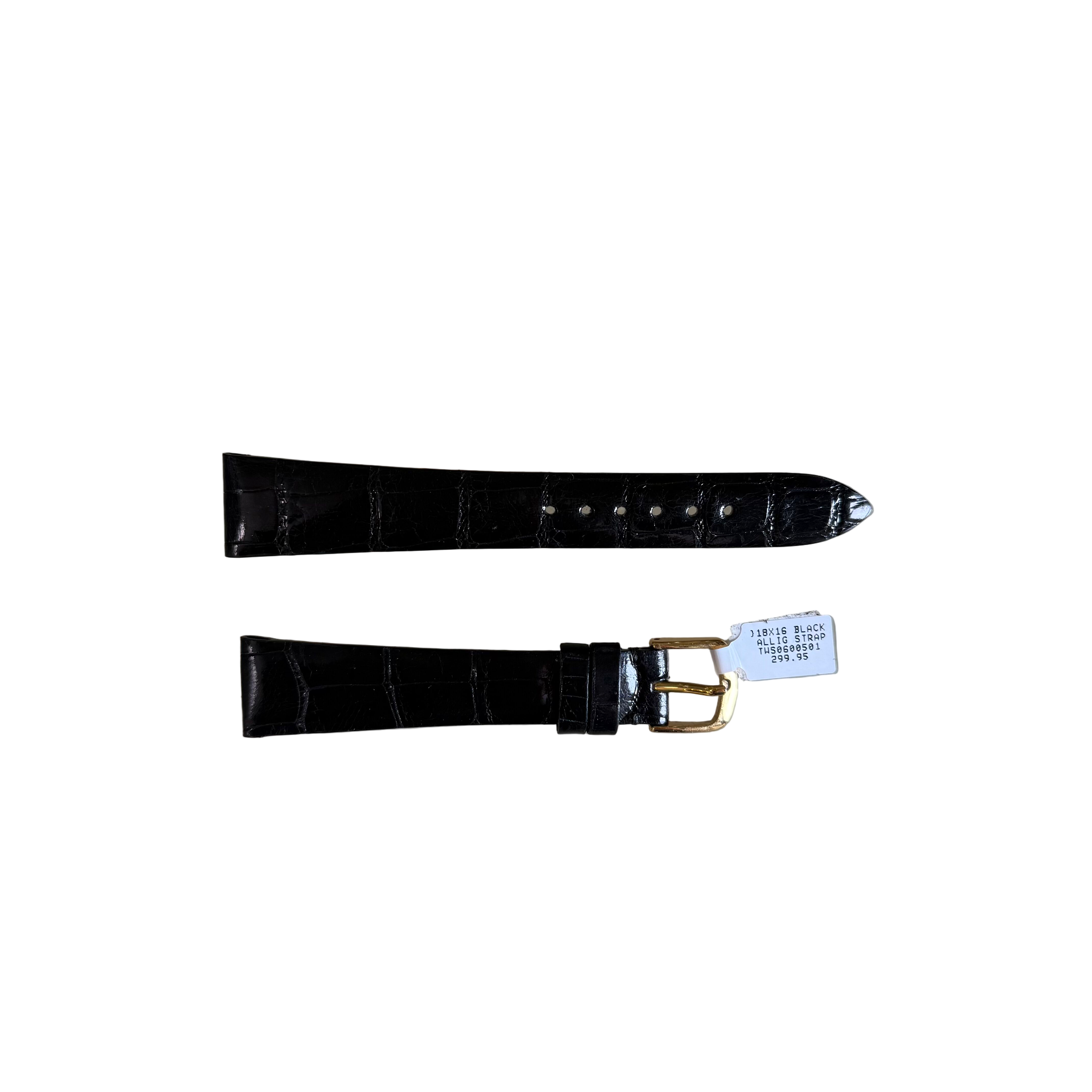 Genuine Alligator Black Watch Strap Band 18mm Padded & Stitched w Buckle