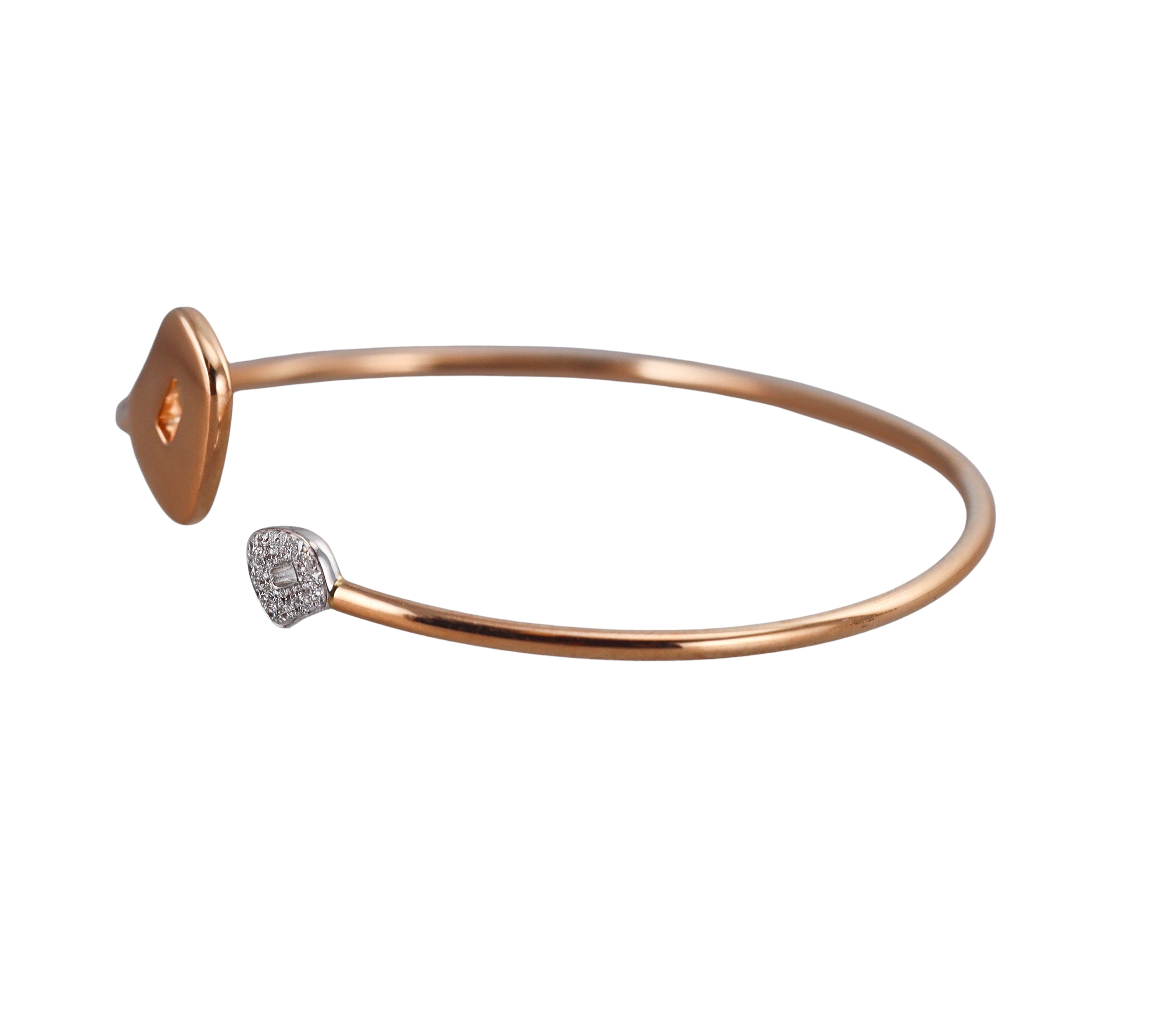 Mattioli Rigid Mini Puzzle Rose White Gold Diamond Cuff Bracelet