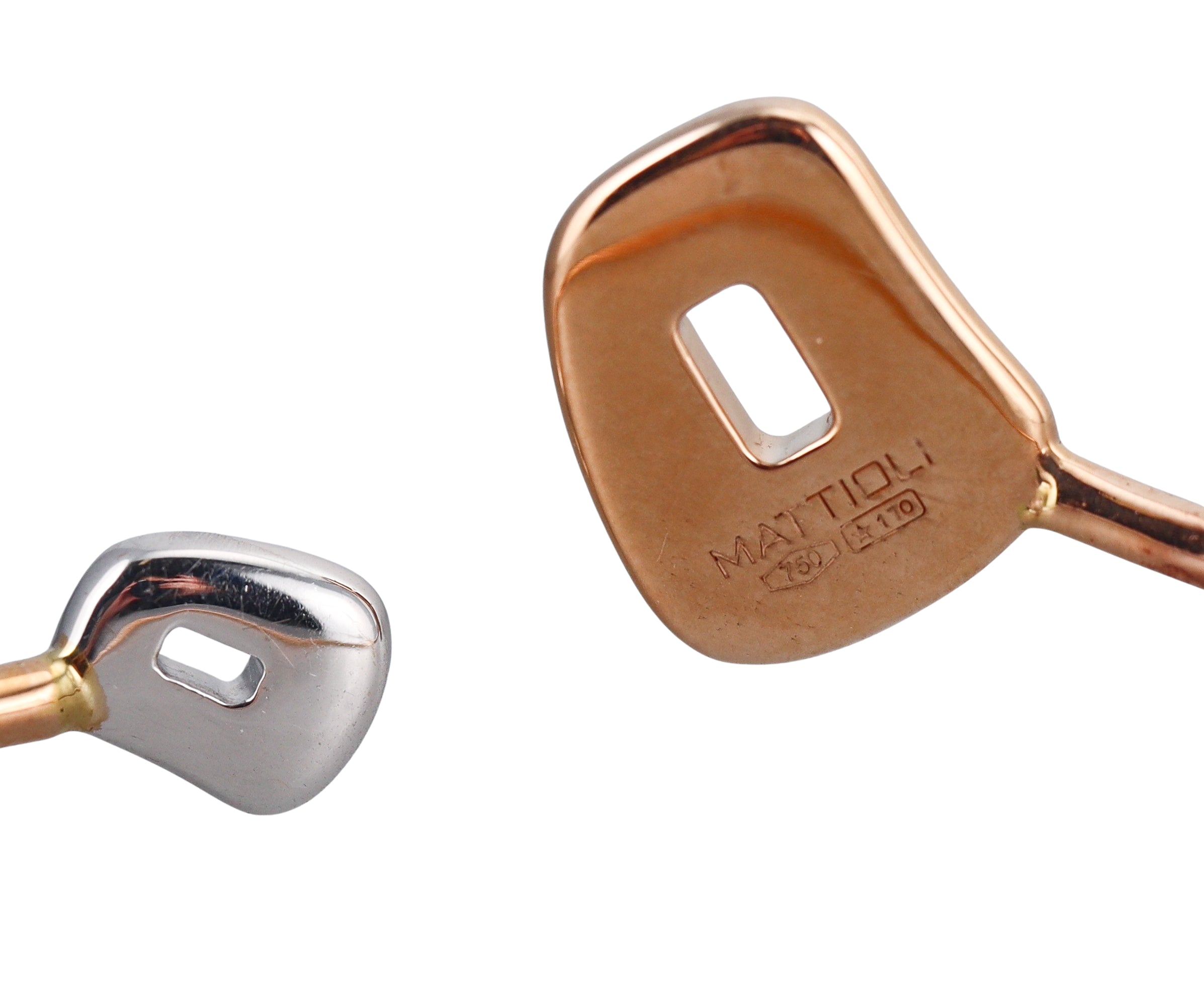 Mattioli Rigid Mini Puzzle Rose White Gold Diamond Cuff Bracelet