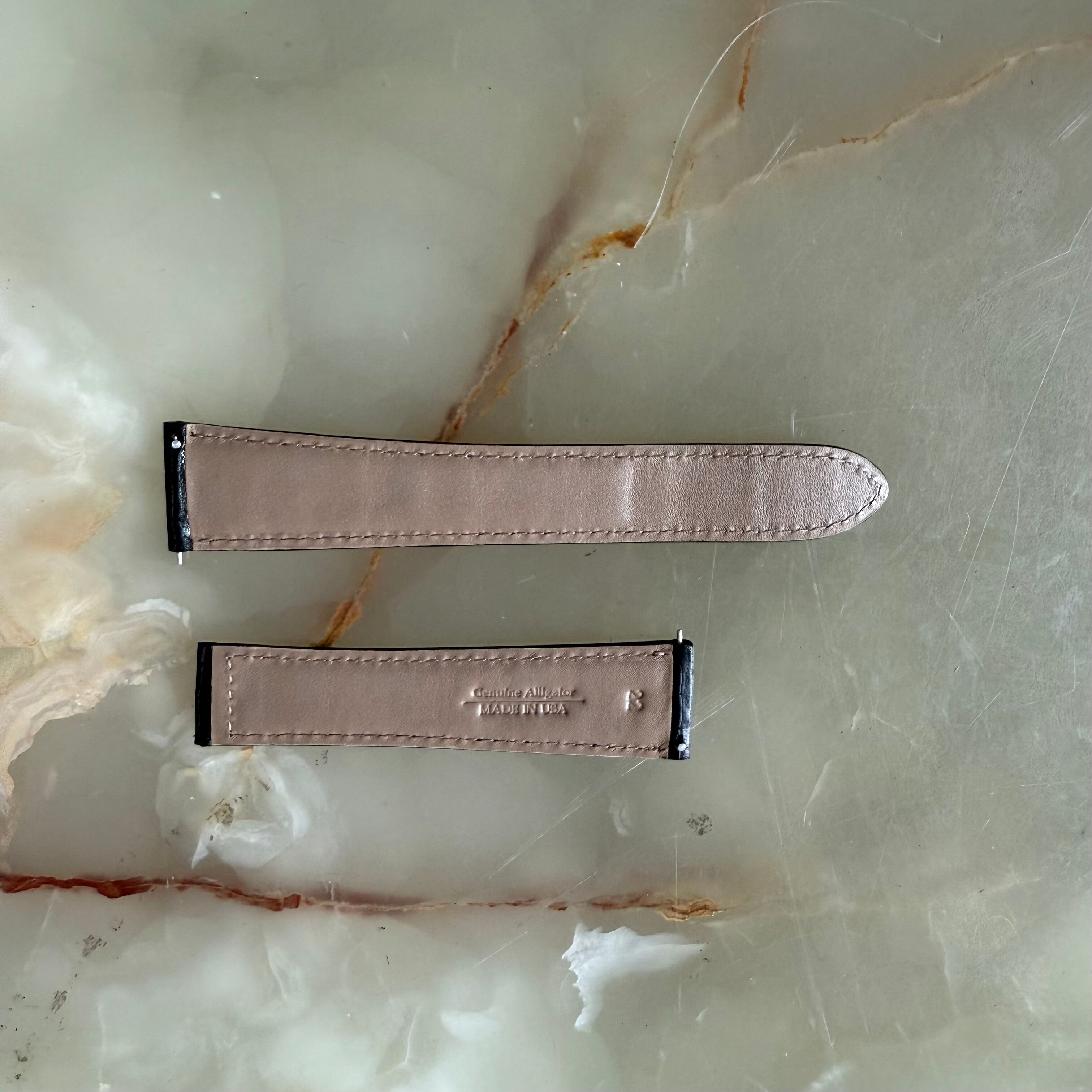 Genuine Alligator Black Watch Strap Band 22mm Padded & Stitched