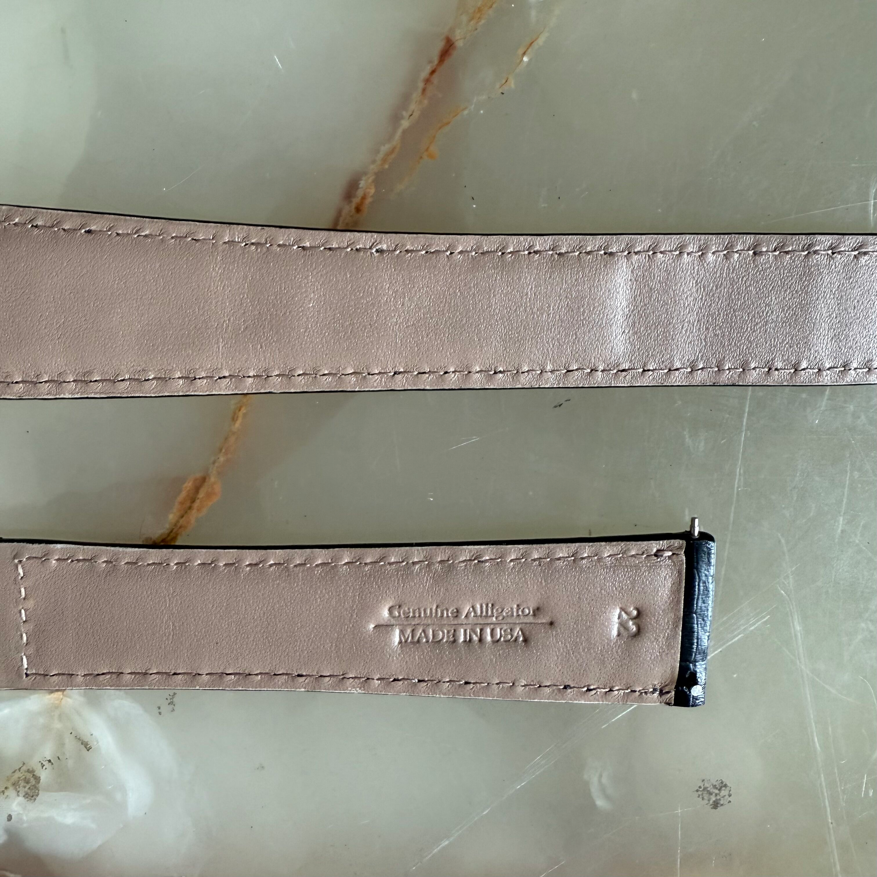 Genuine Alligator Black Watch Strap Band 22mm Padded & Stitched