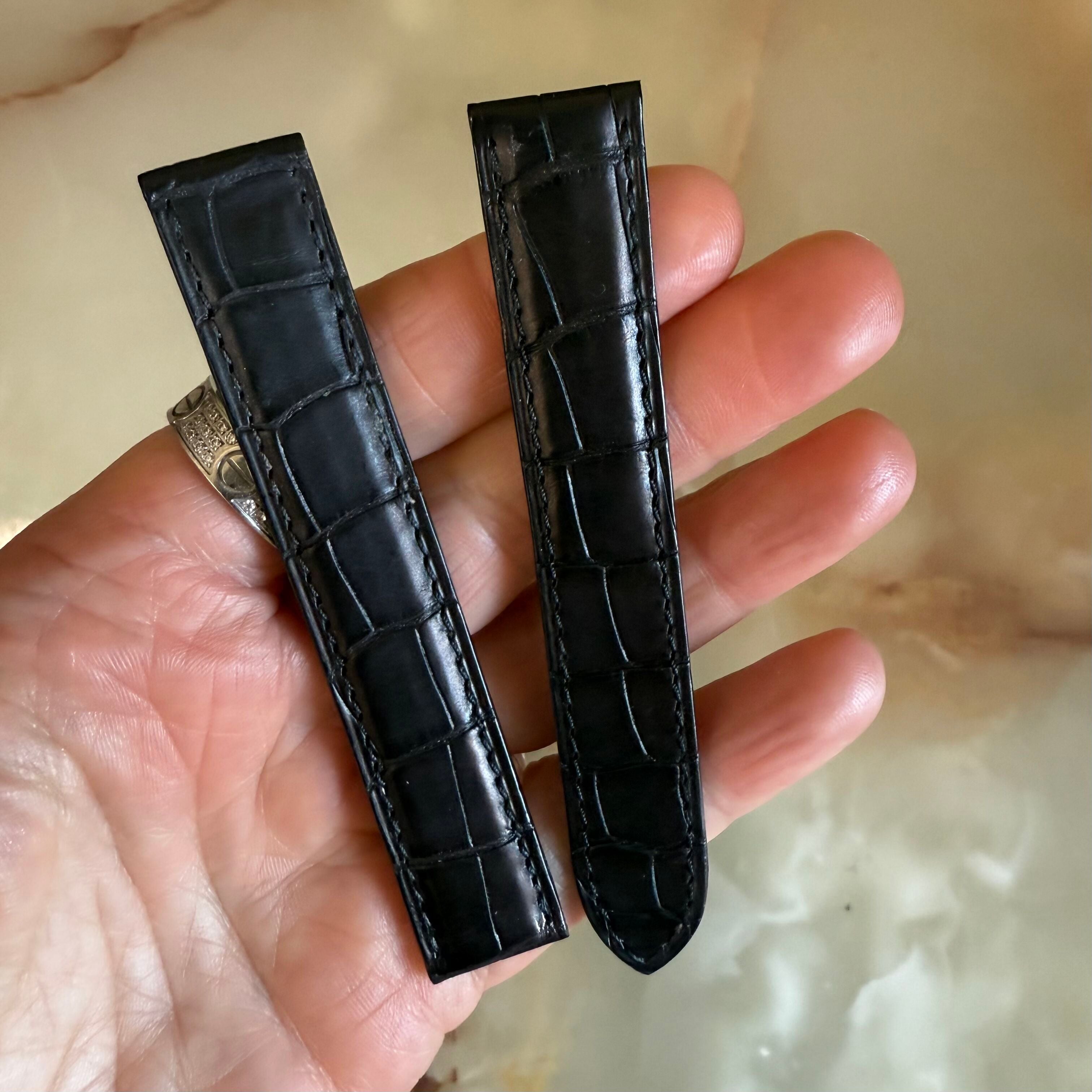 Authentic Cartier Black Alligator Watch Strap Band 17mm KD48GL07