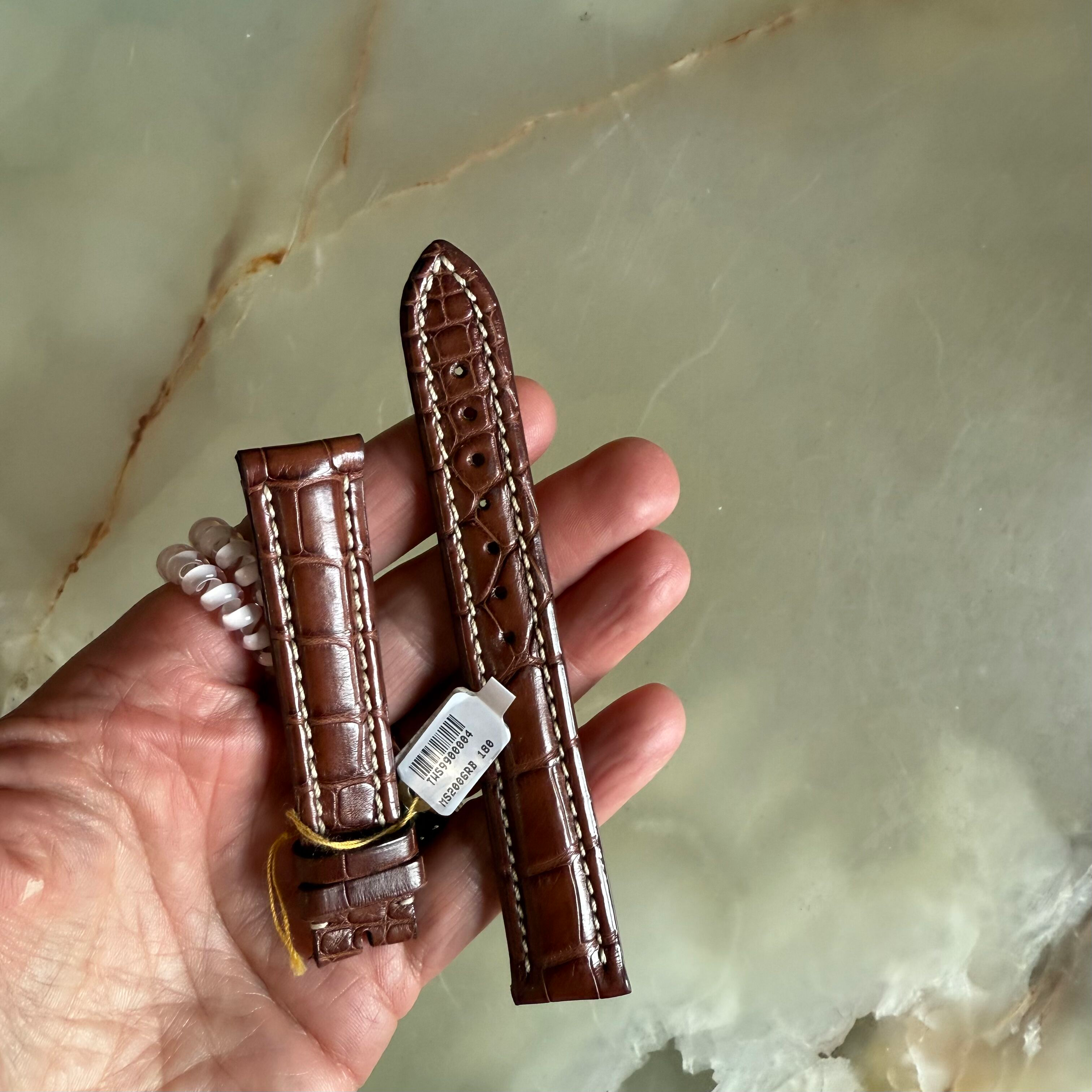 Genuine Alligator Brown Watch Strap Band 18mm Padded & Stitched