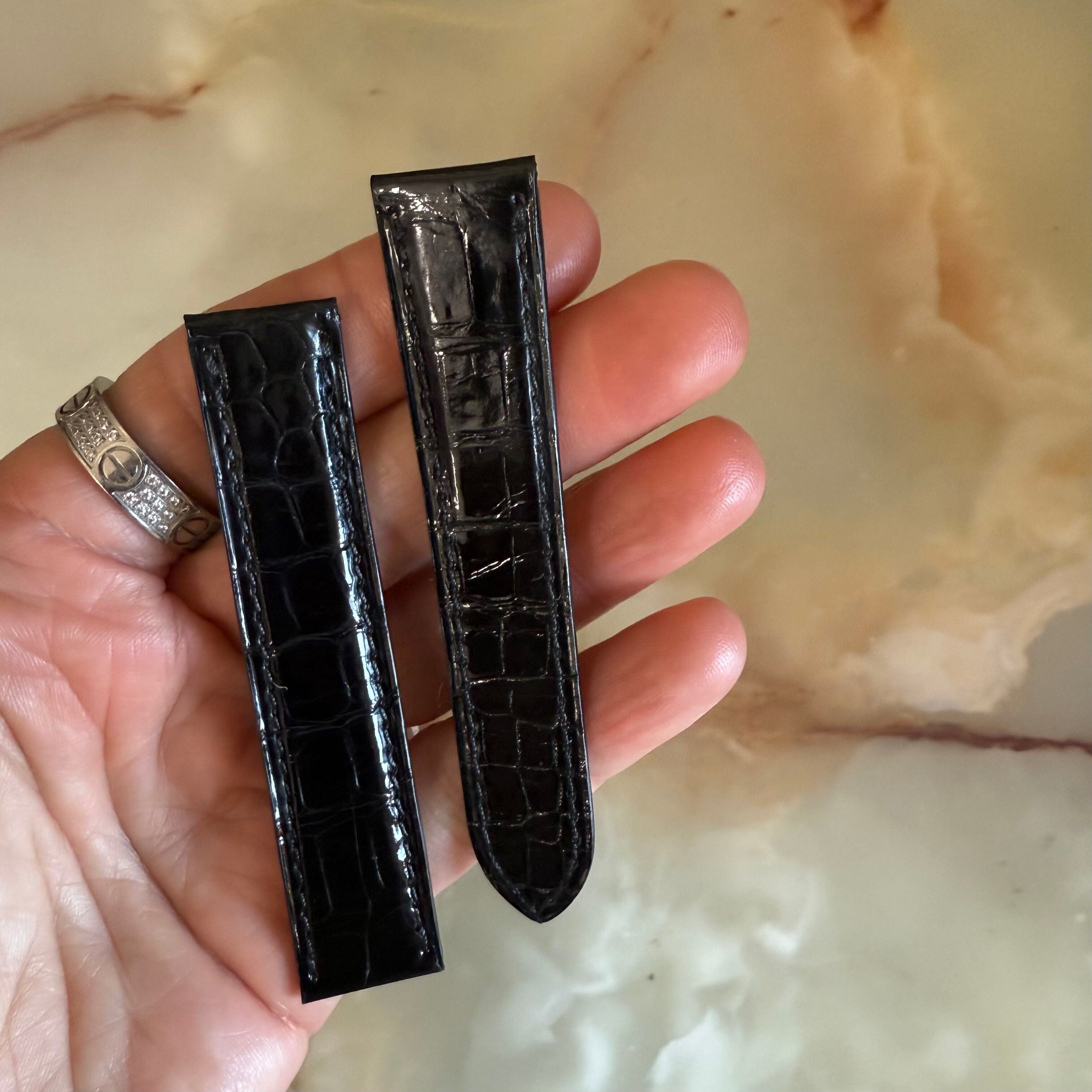 Authentic Cartier Black Alligator Watch Strap Band 17mm KD25DP40