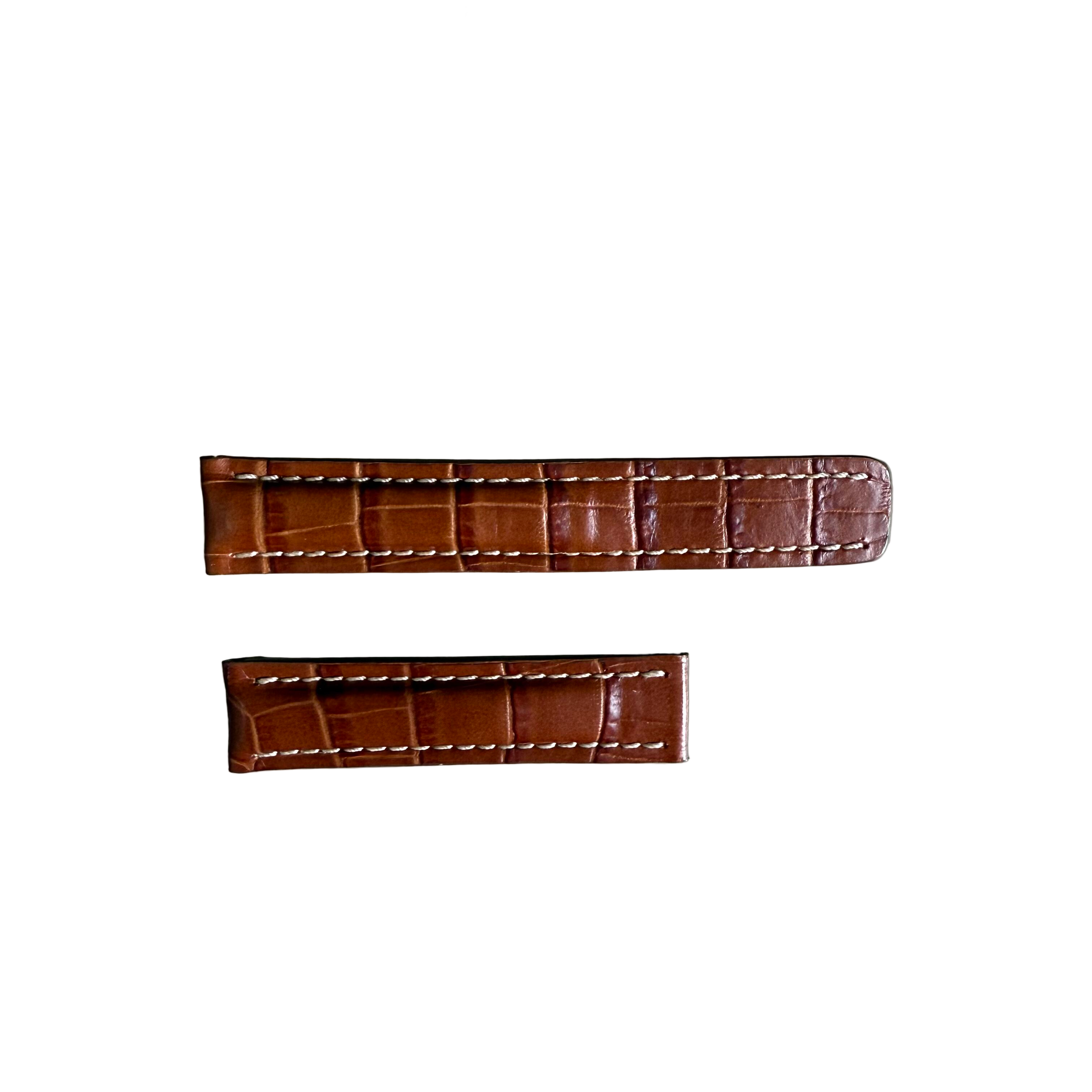 Genuine Alligator Brown Watch Strap Band 20mm Padded & Stitched