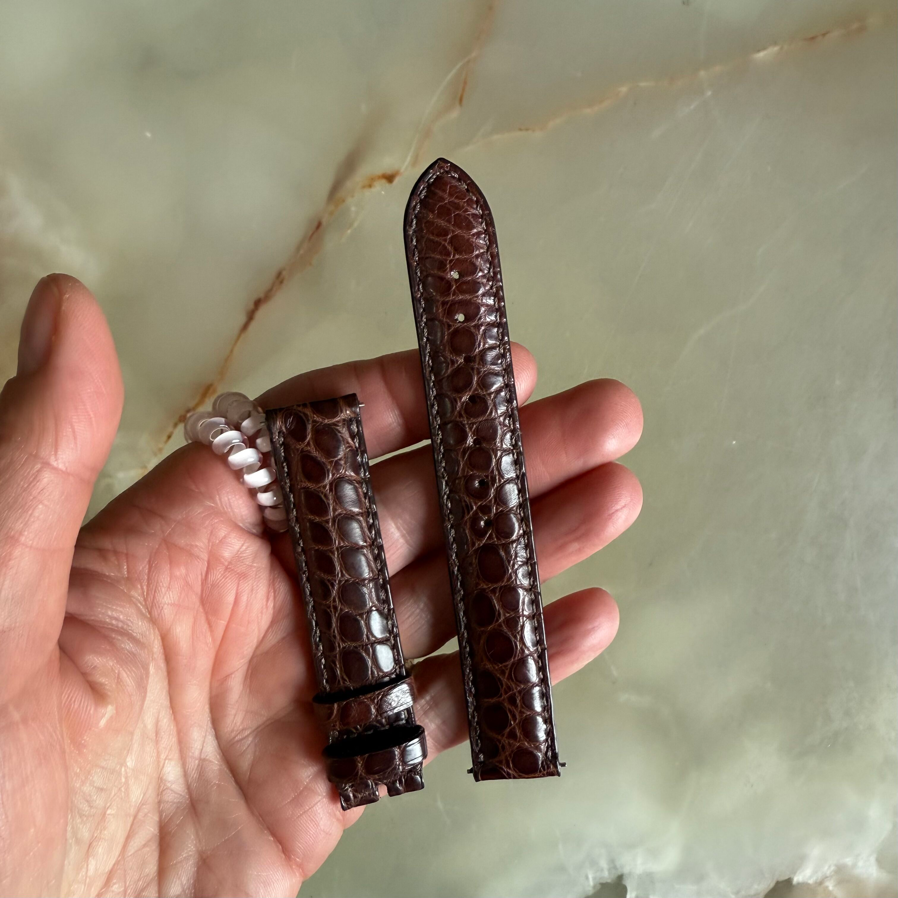 Genuine Alligator Brown Watch Strap Band 16mm Padded & Stitched