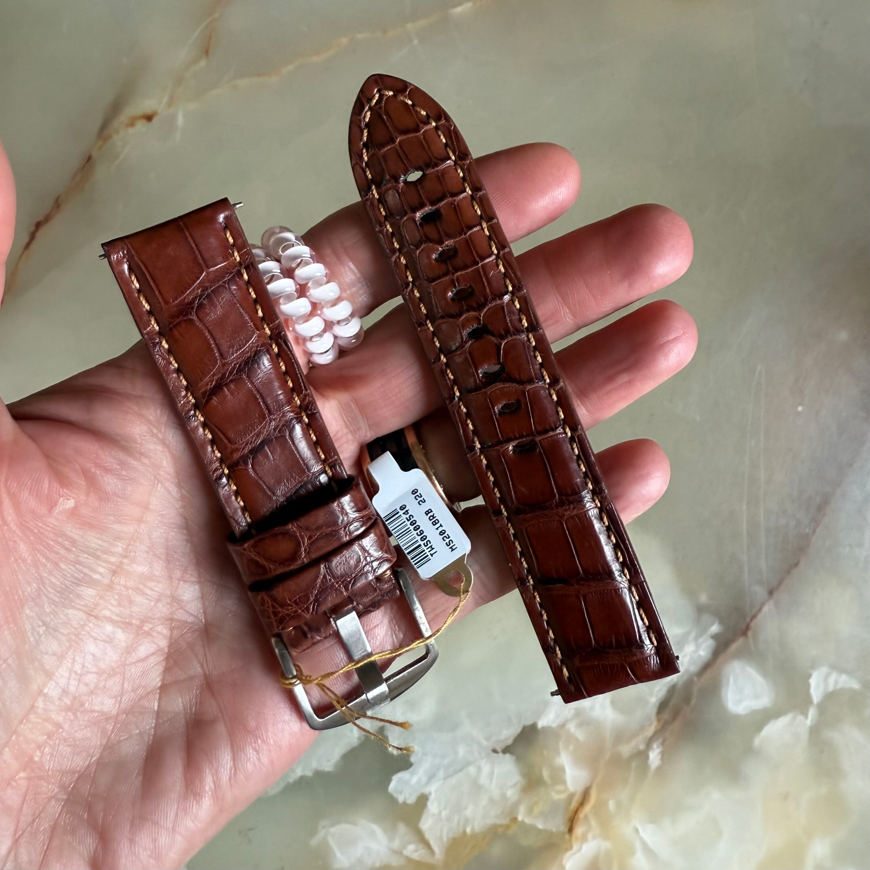 Genuine Alligator Brown Watch Strap Band 22mm Padded & Stitched w Buckle