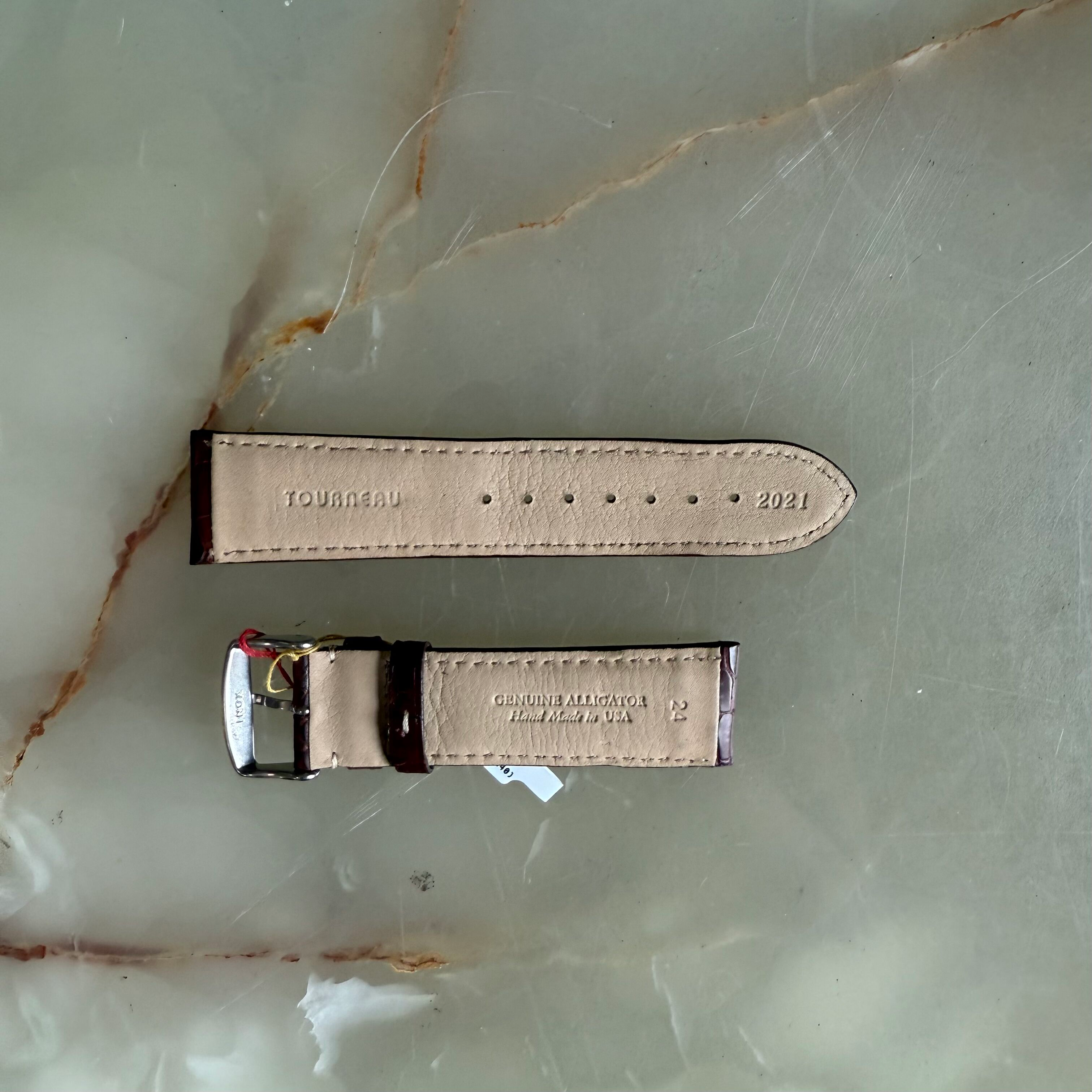 Genuine Alligator Brown Watch Strap Band 24mm Padded & Stitched w Buckle