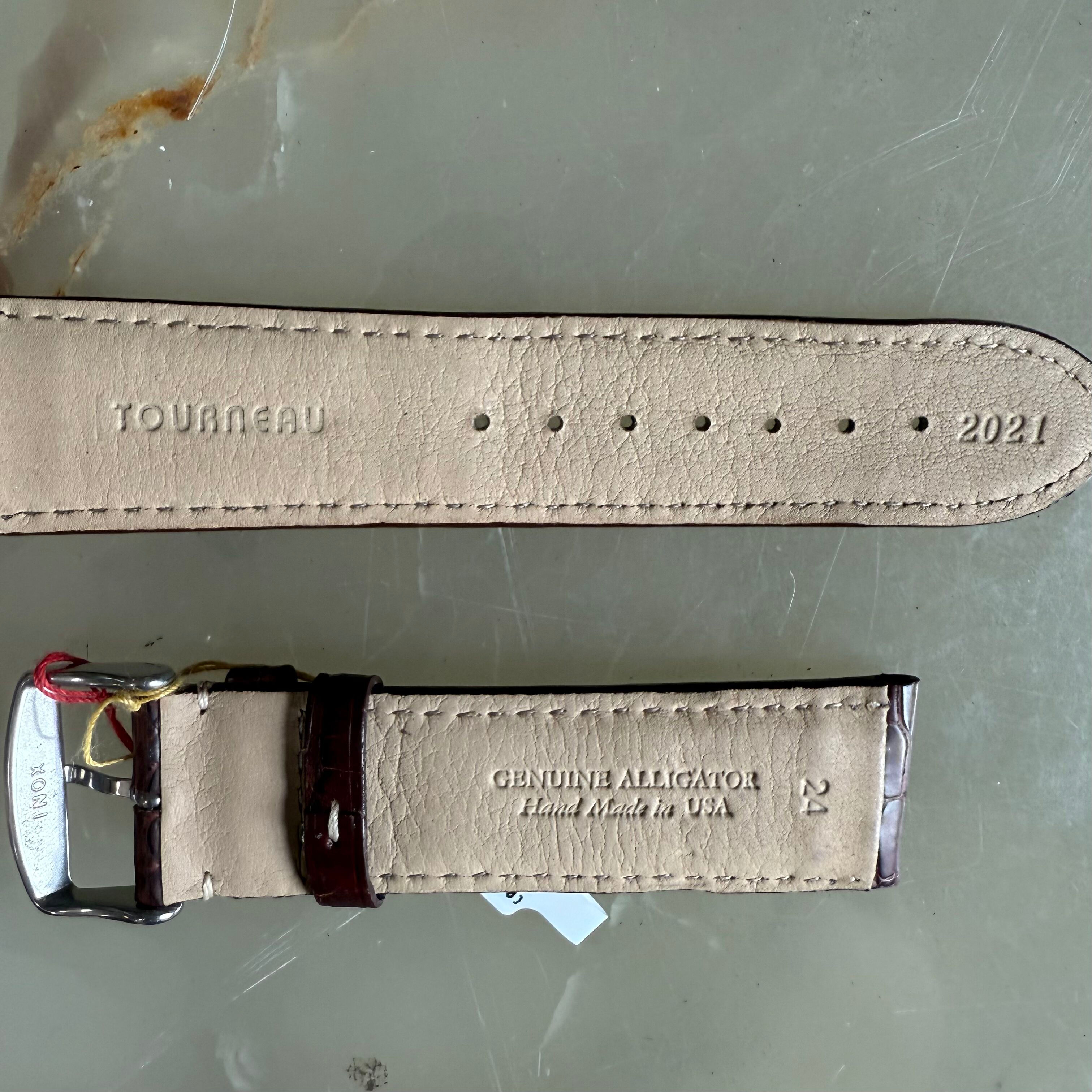 Genuine Alligator Brown Watch Strap Band 24mm Padded & Stitched w Buckle