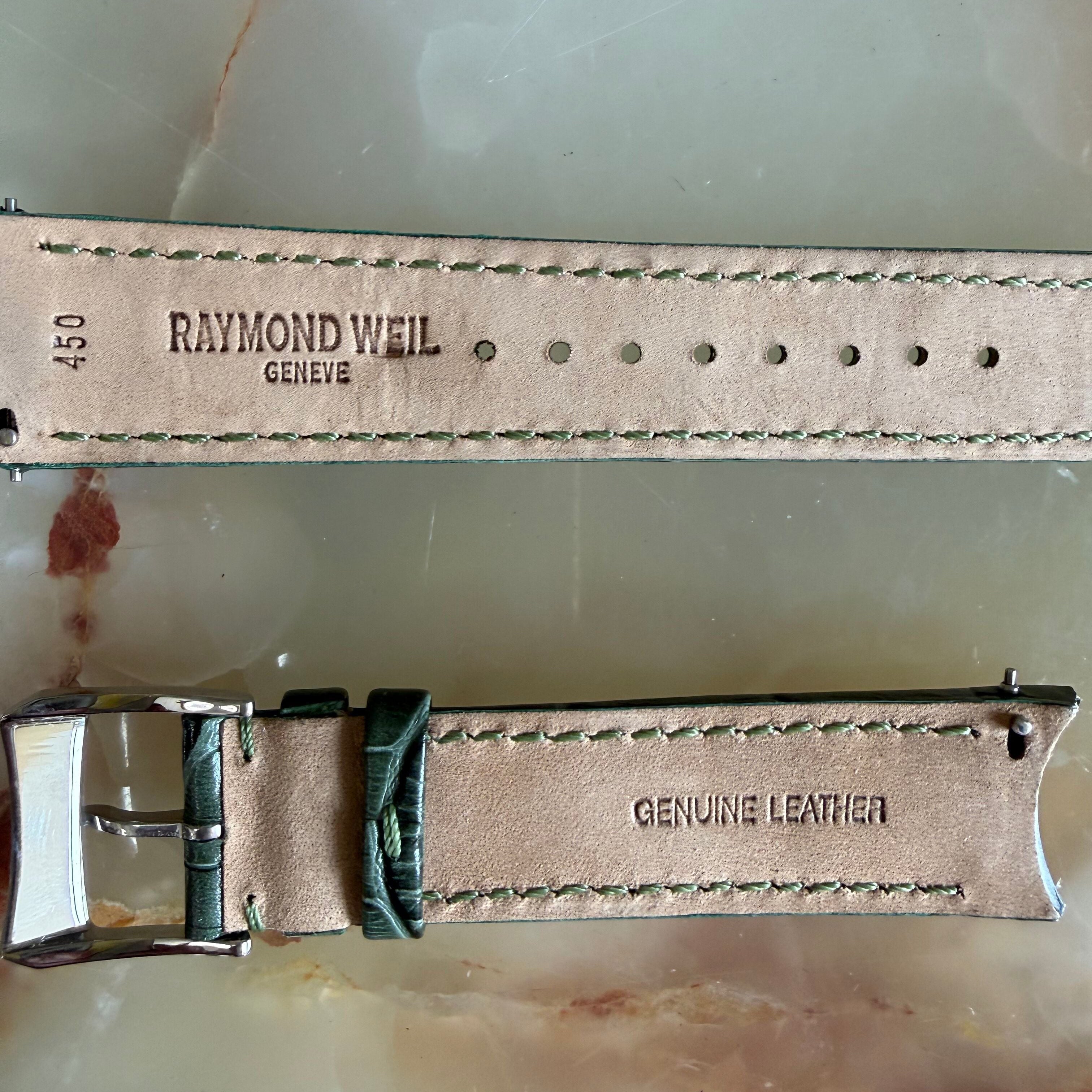 Authentic Raymond Weil Green Genuine Leather Watch Strap Band 20mm w Buckle