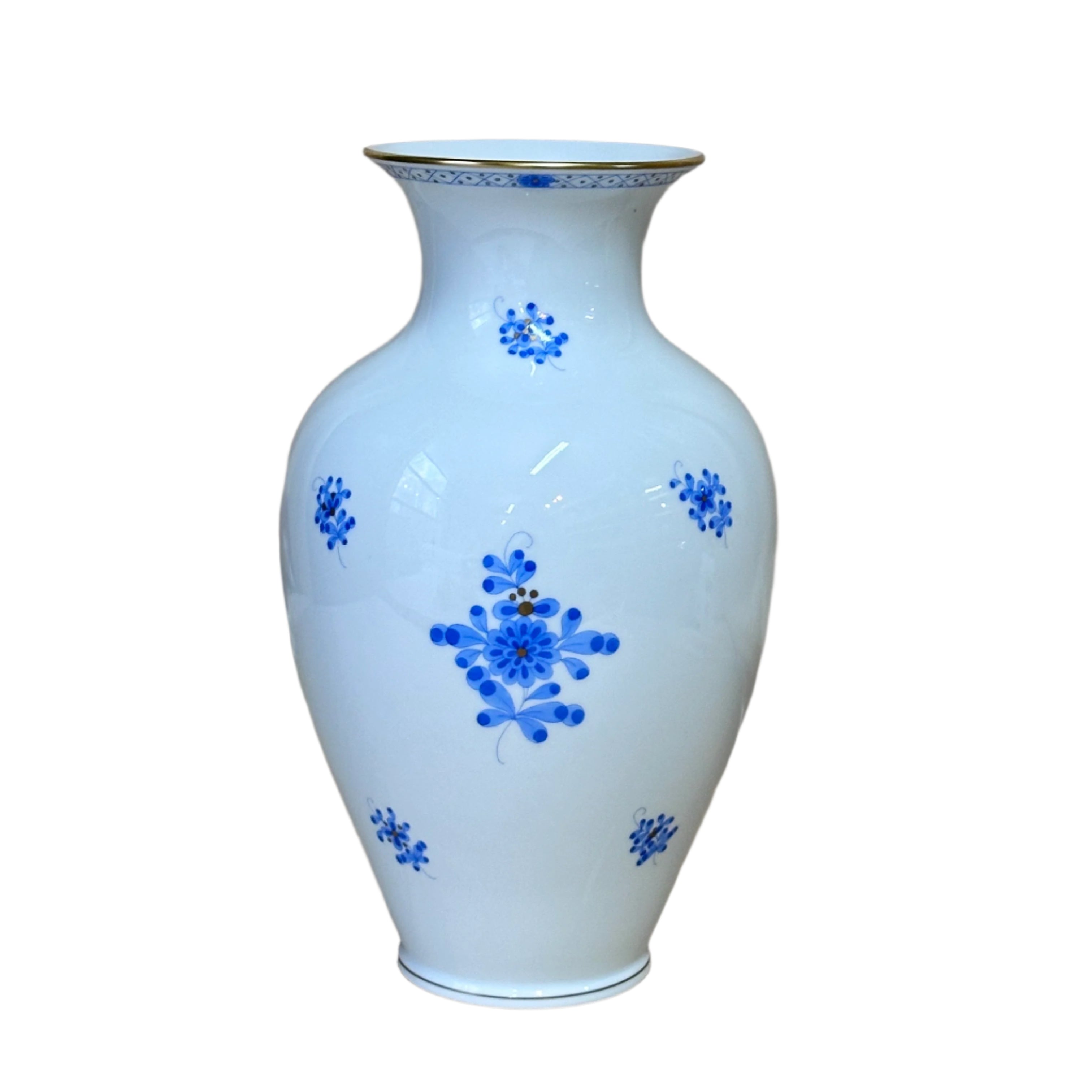 Herend Blue Garden Hand Painted Vase Large
