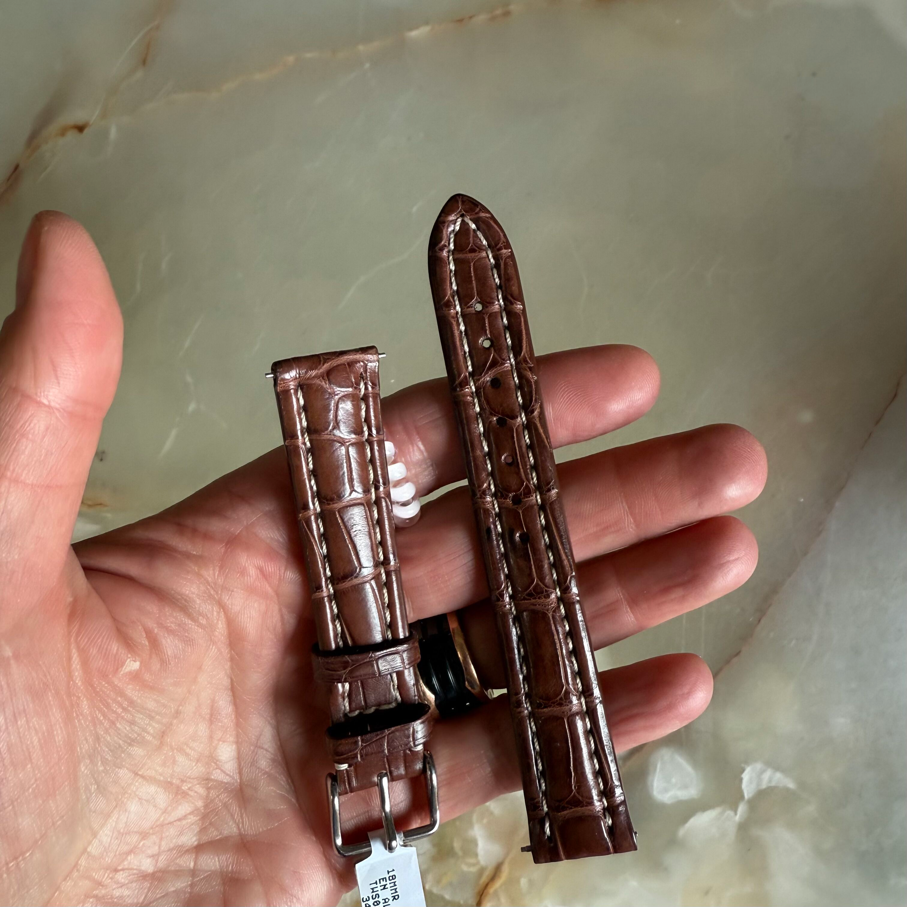 Genuine Alligator Brown Watch Strap Band 18mm Padded & Stitched w Buckle