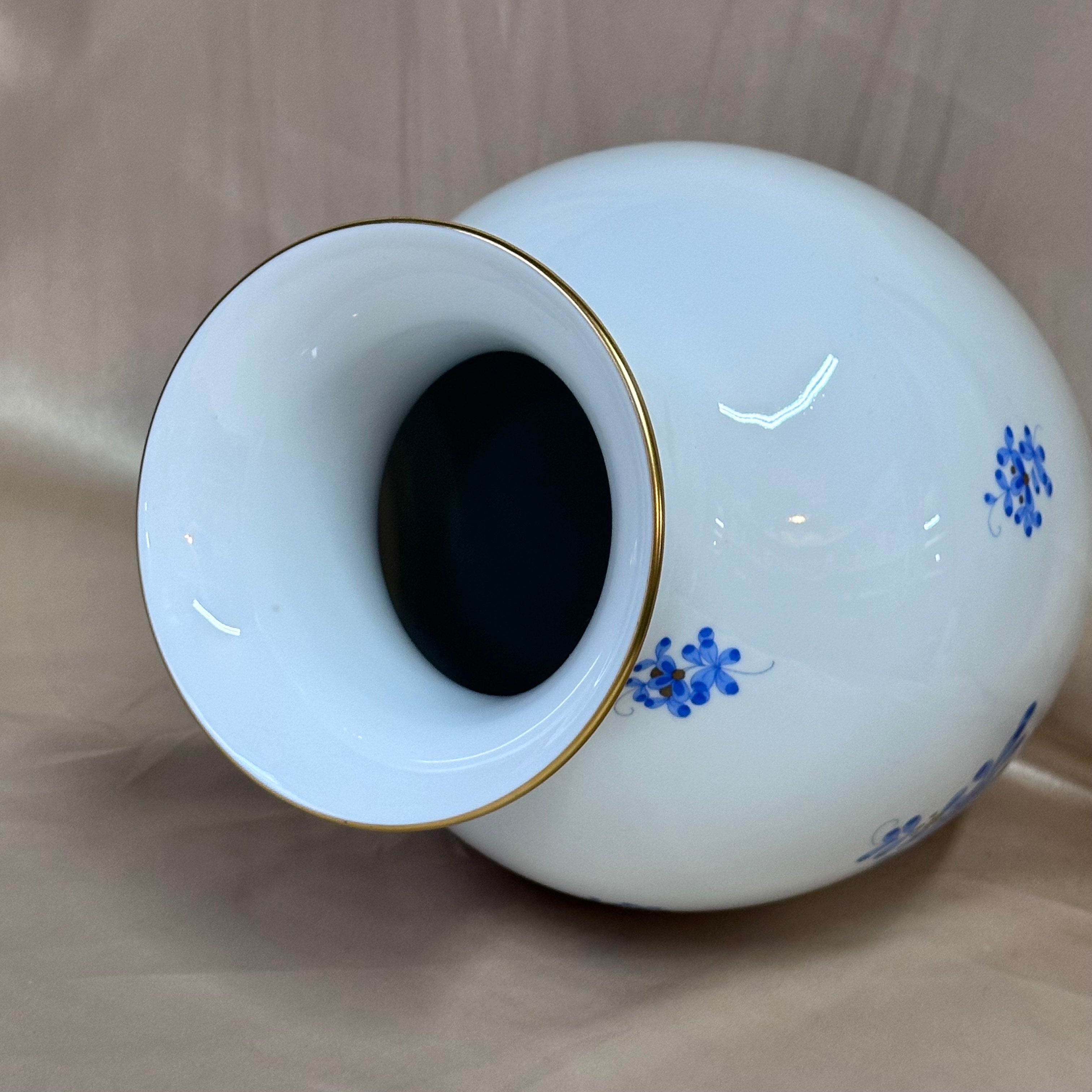 Herend Blue Garden Hand Painted Vase Large