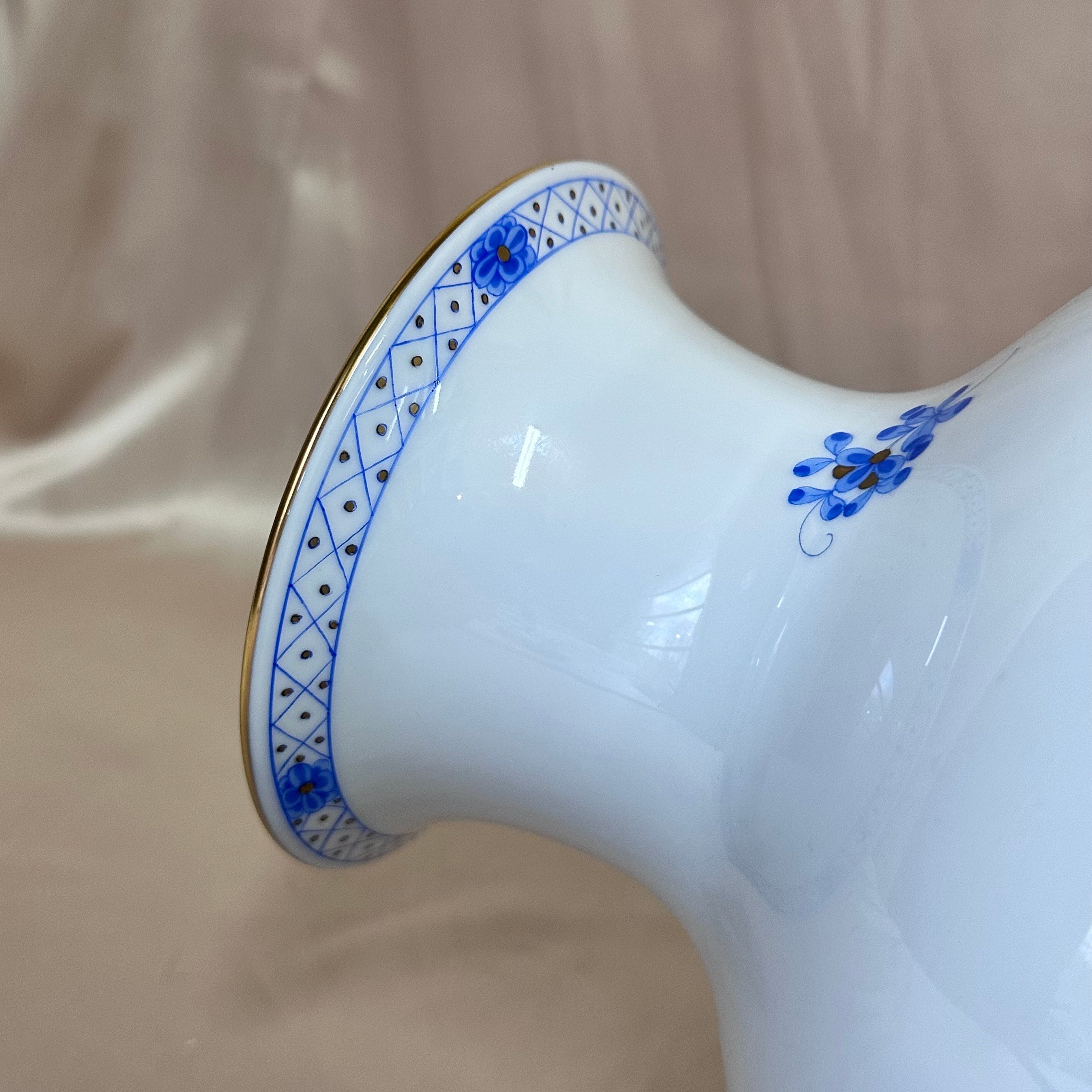 Herend Blue Garden Hand Painted Vase Large