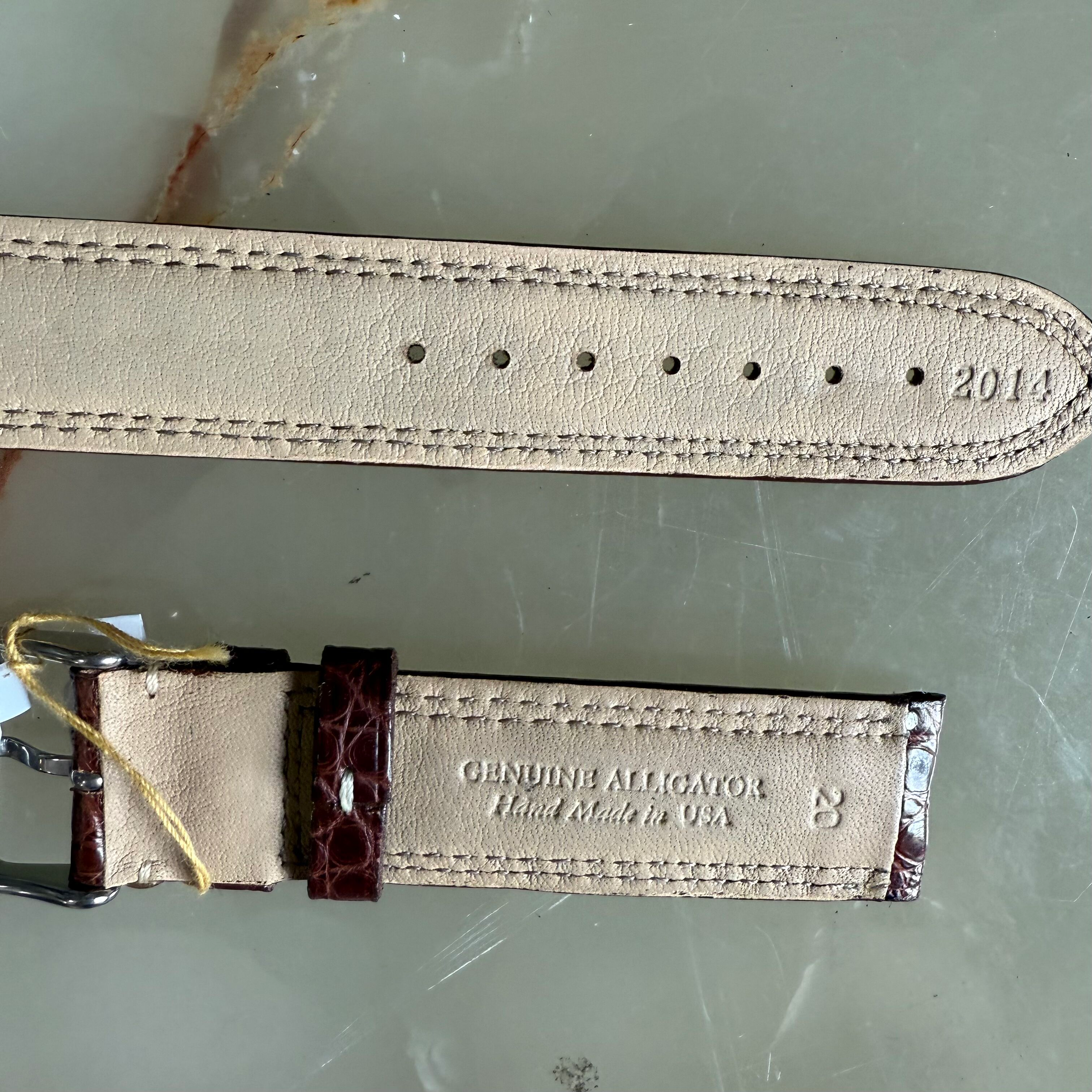 Genuine Alligator Brown Watch Strap Band 20mm Padded & Stitched w Buckle