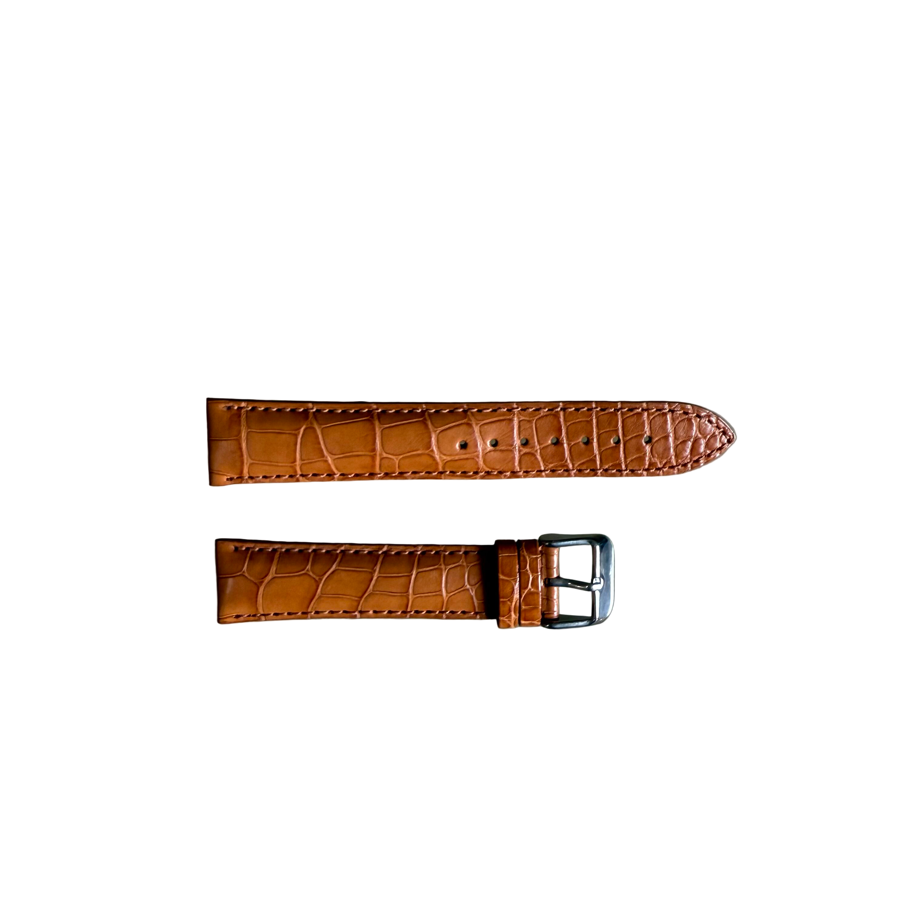 Genuine Alligator Brown Watch Strap Band 20mm Padded & Stitched w Buckle