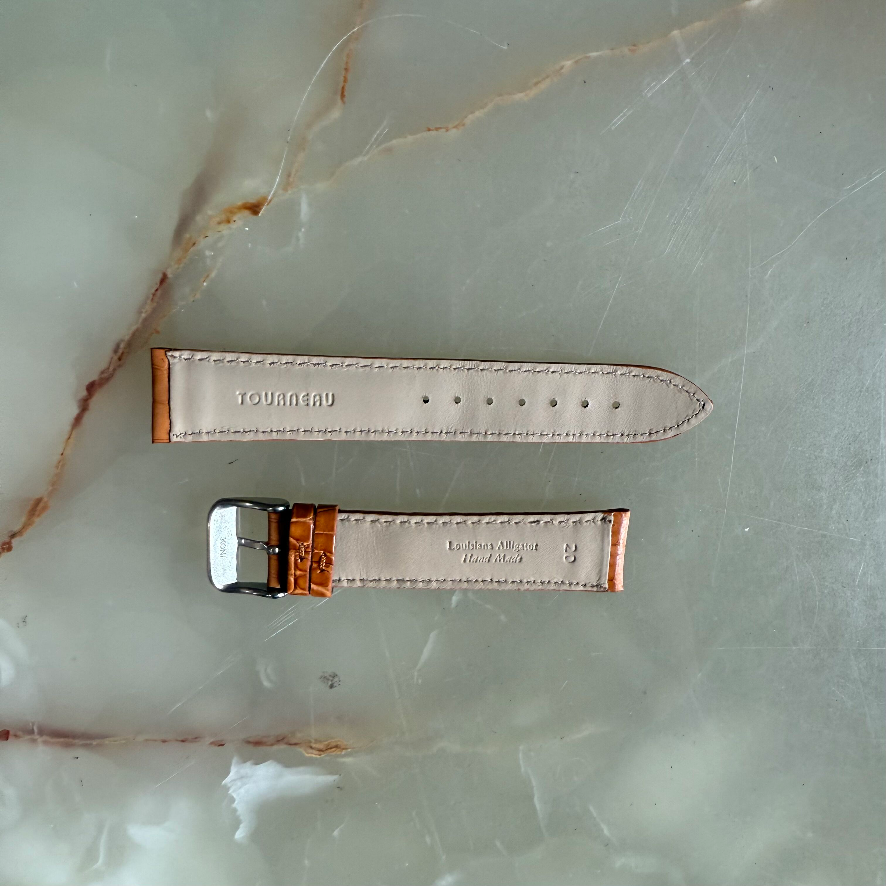 Genuine Alligator Brown Watch Strap Band 20mm Padded & Stitched w Buckle