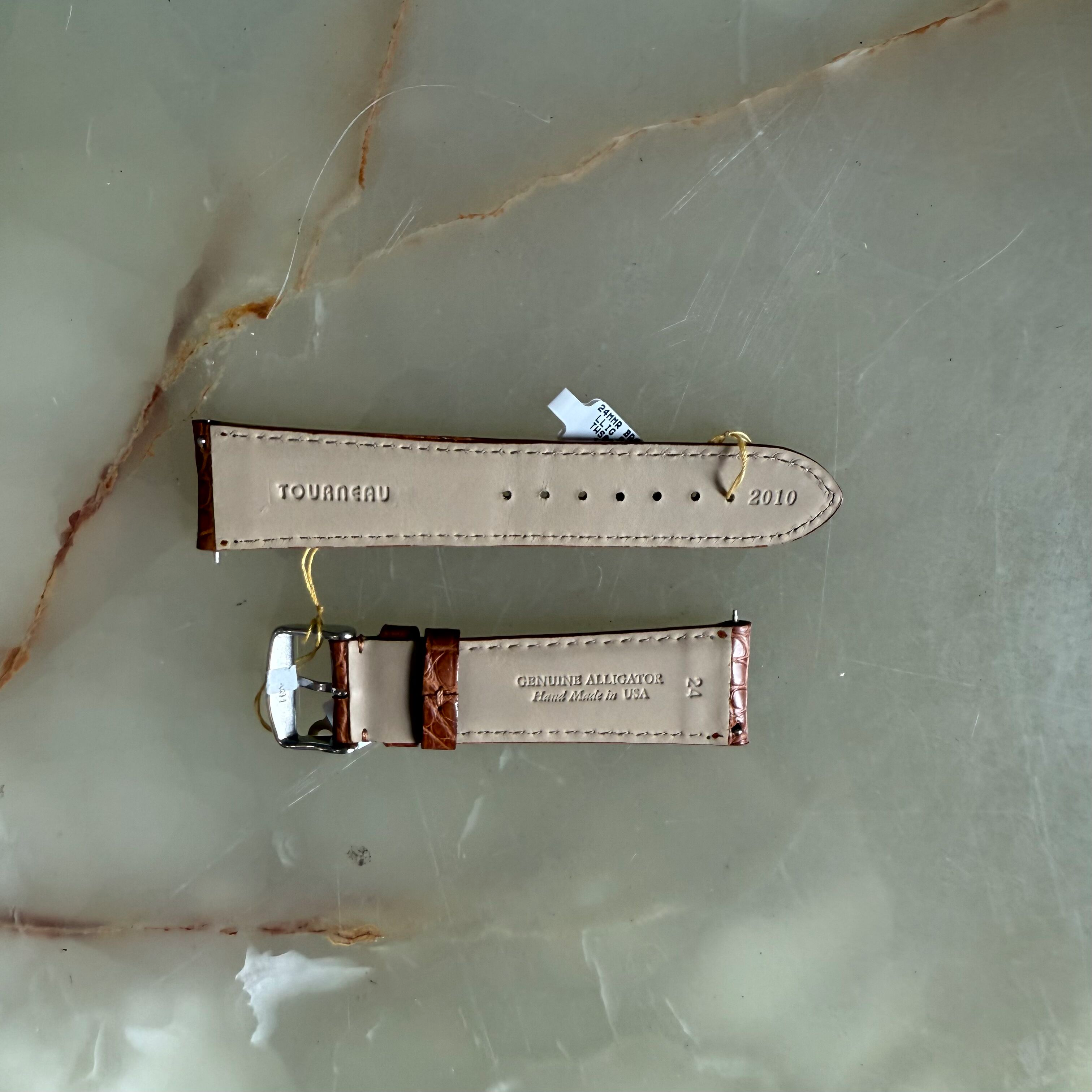 Genuine Alligator Brown Watch Strap Band 24mm Padded & Stitched w Buckle