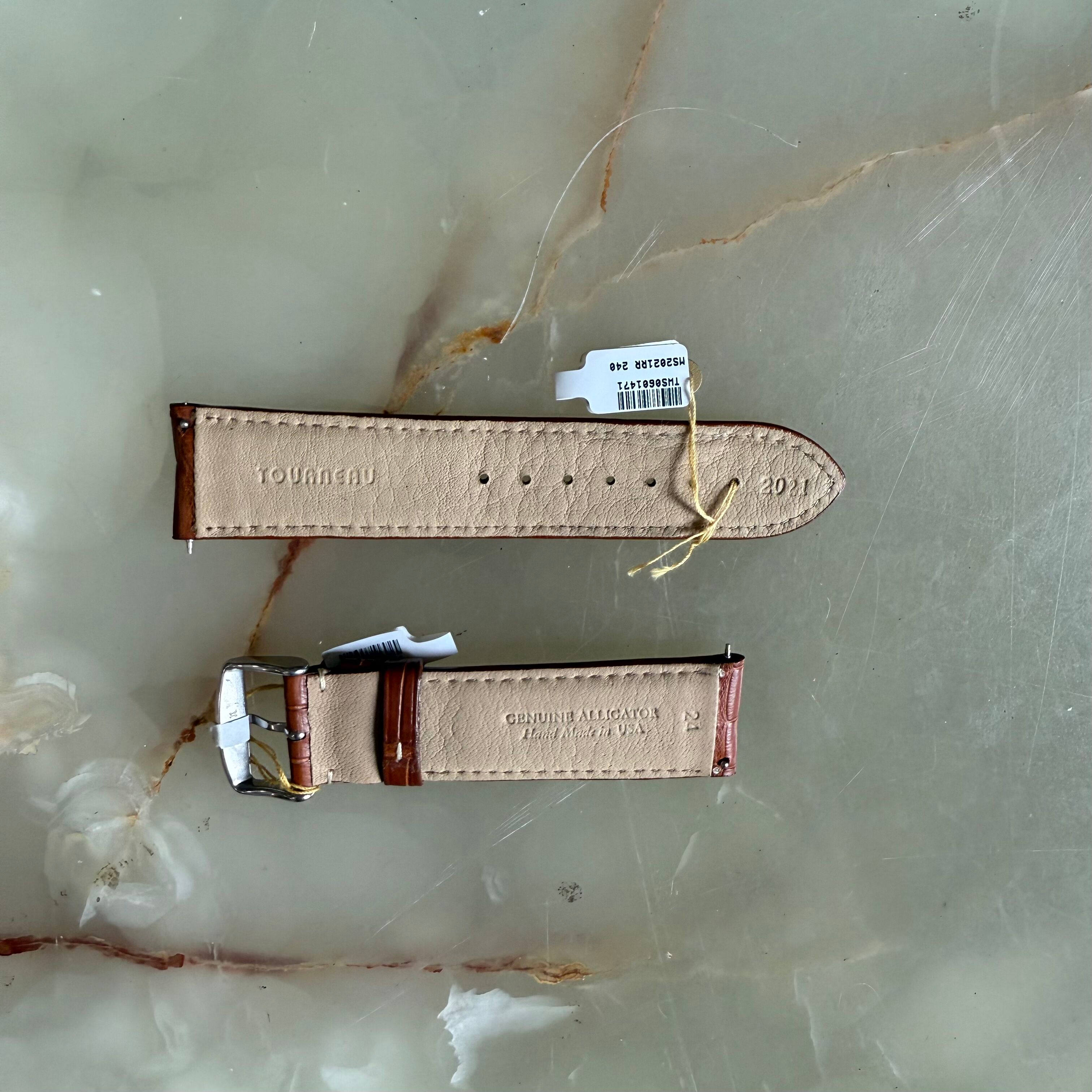 Genuine Alligator Brown Watch Strap Band 24mm Padded & Stitched w Buckle