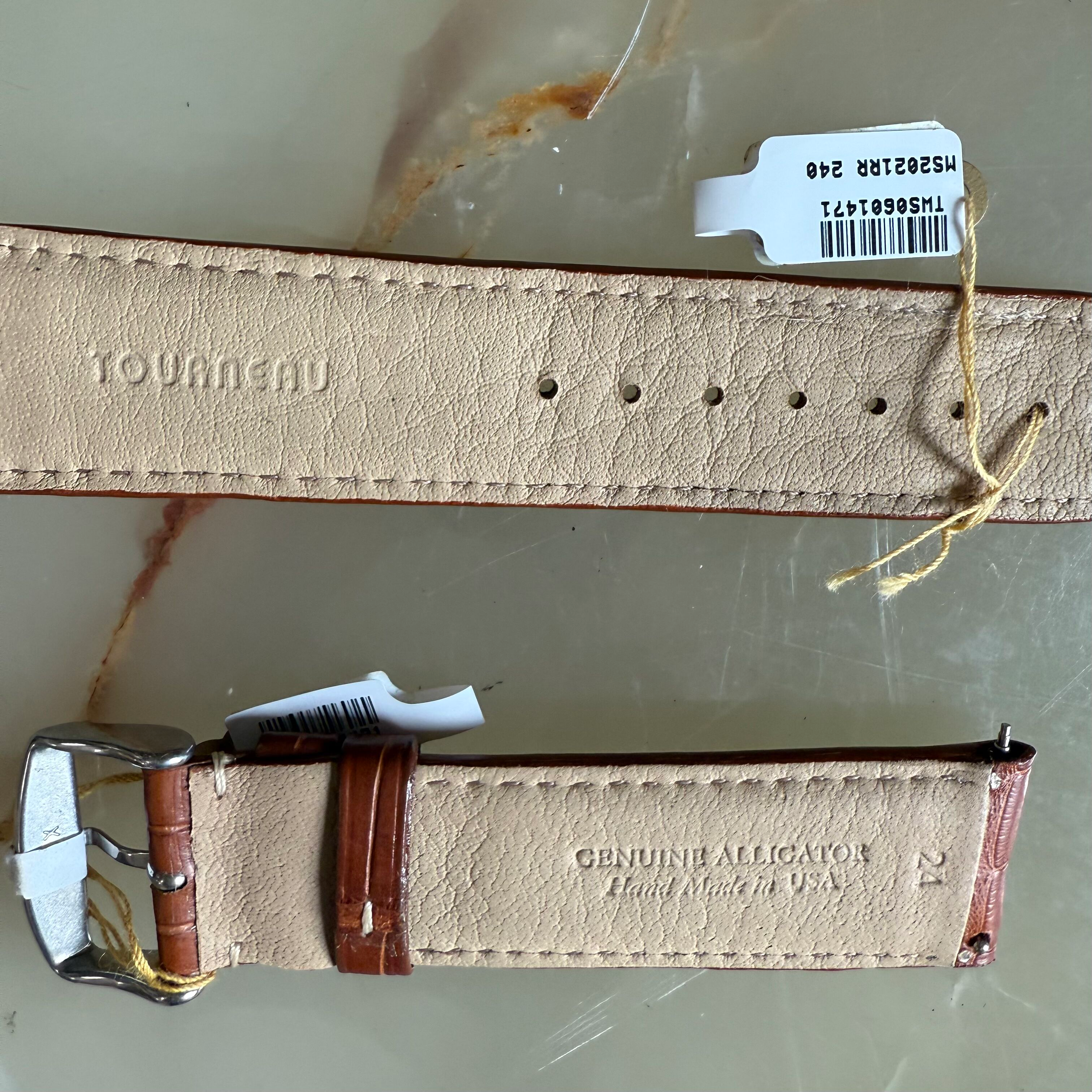 Genuine Alligator Brown Watch Strap Band 24mm Padded & Stitched w Buckle