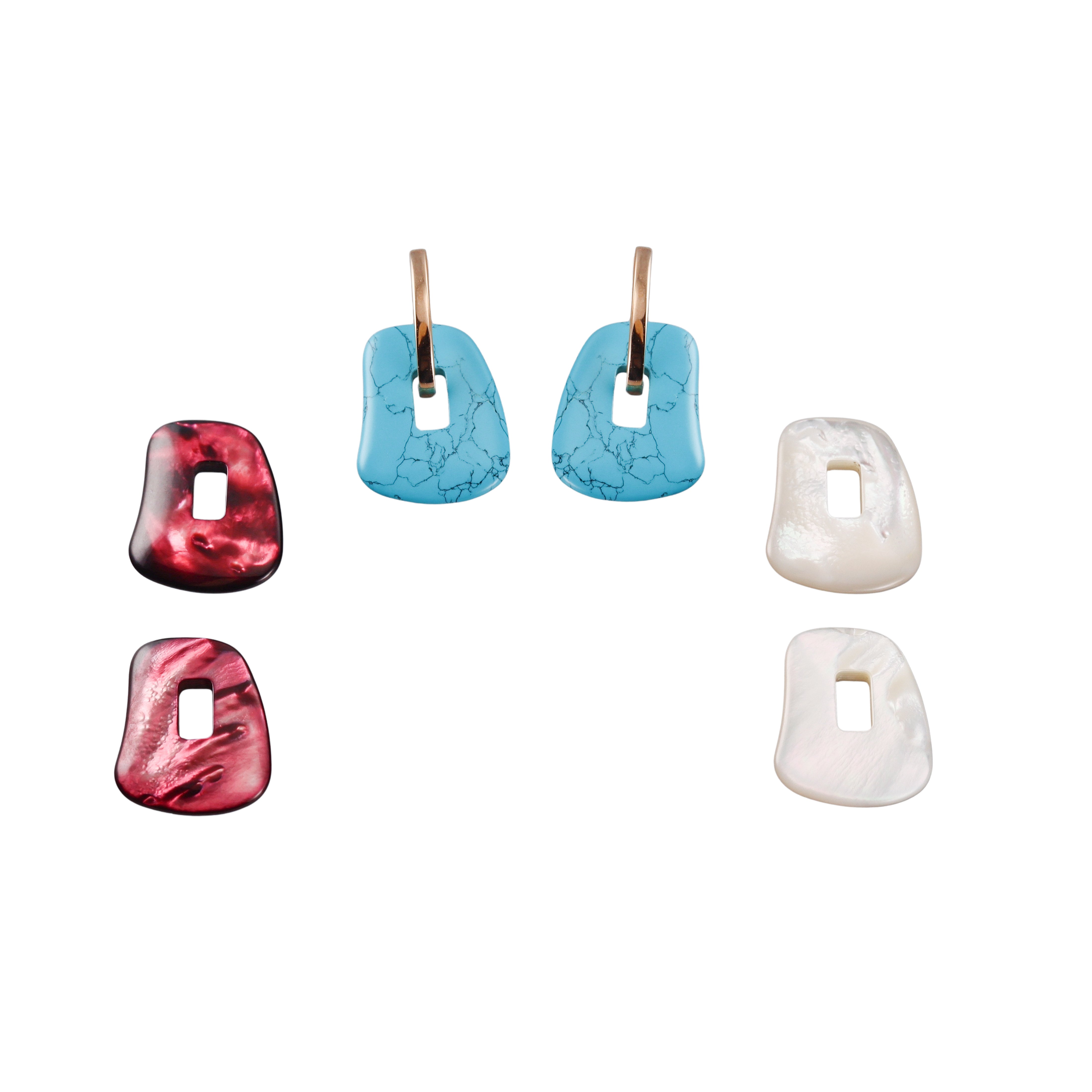 Mattioli Puzzle Large Rose Gold MOP Turquoise Interchangeable Earrings