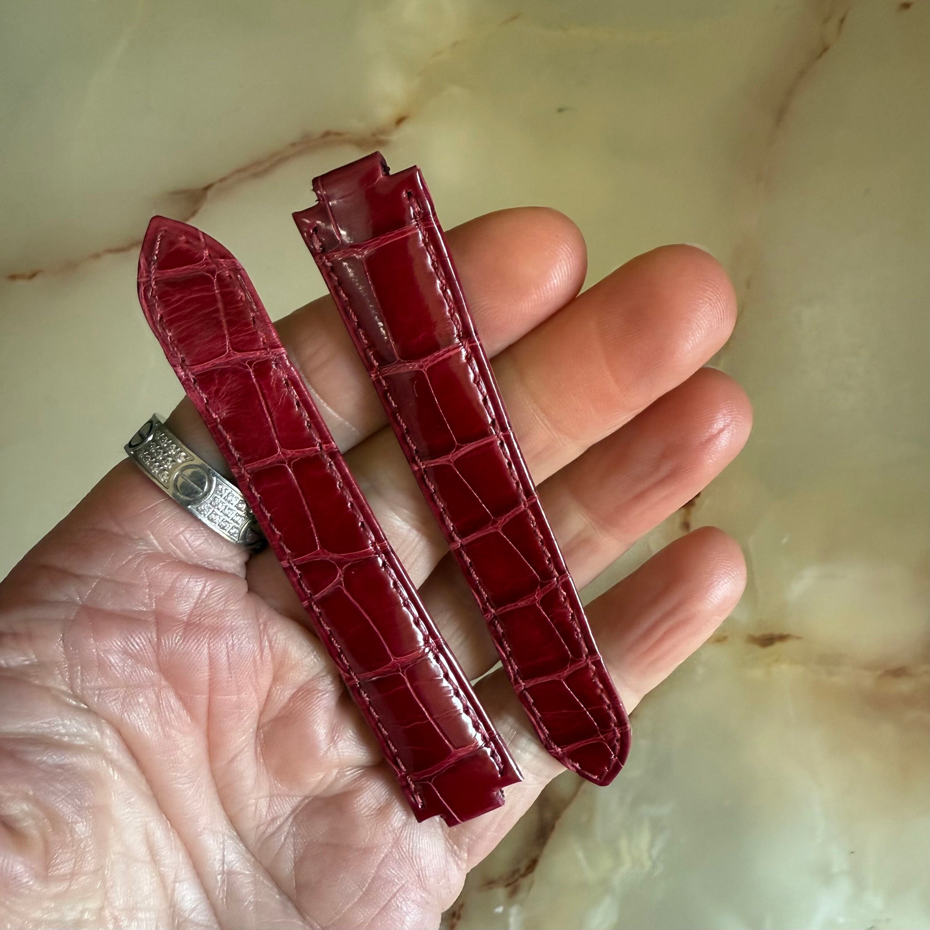 Authentic Cartier Ballon Bleu Red Alligator Watch Strap Band 16mm KD4NWR04-S06