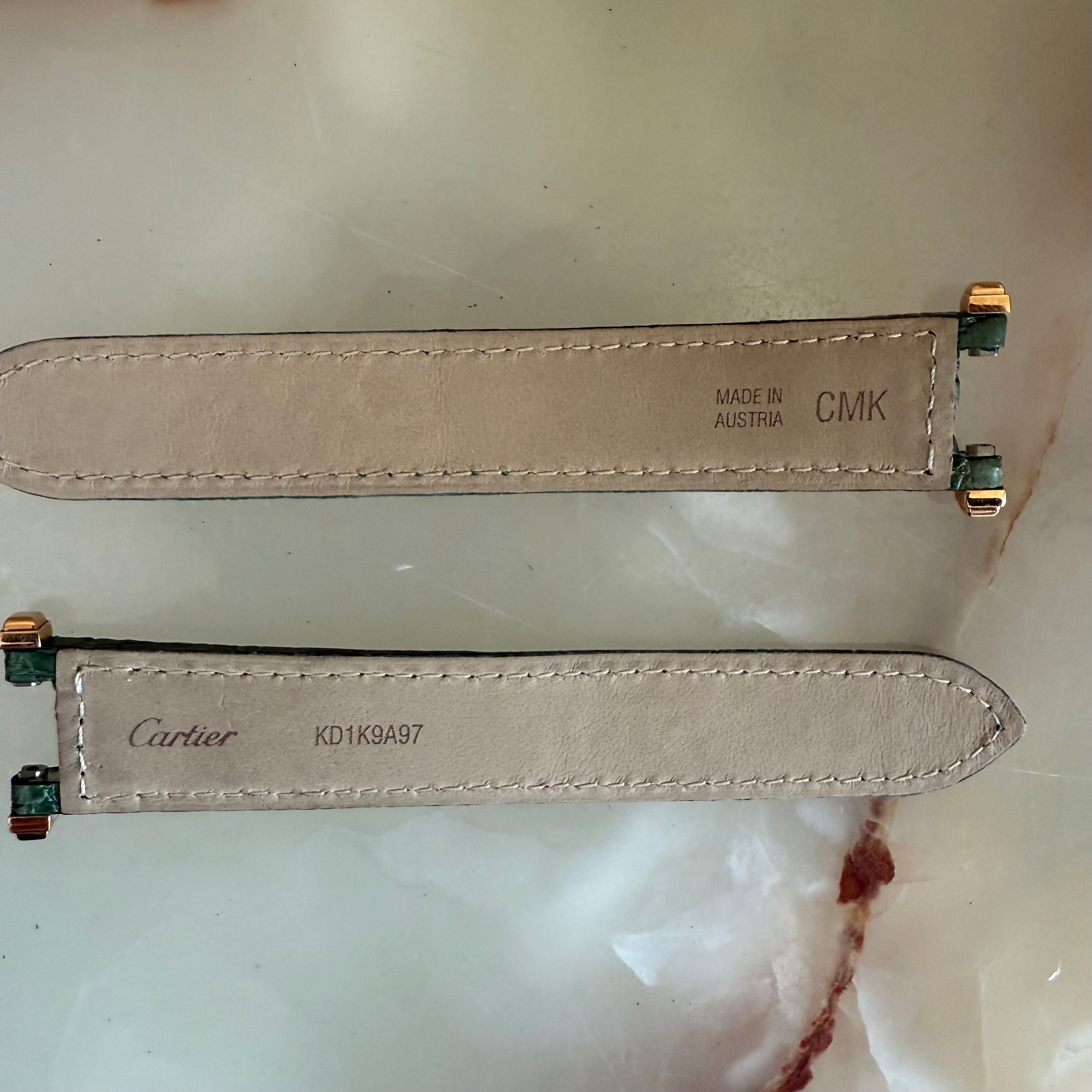 Authentic Cartier Pasha Green Caiman Alligator Watch Strap Band 17mm KD1K9A97