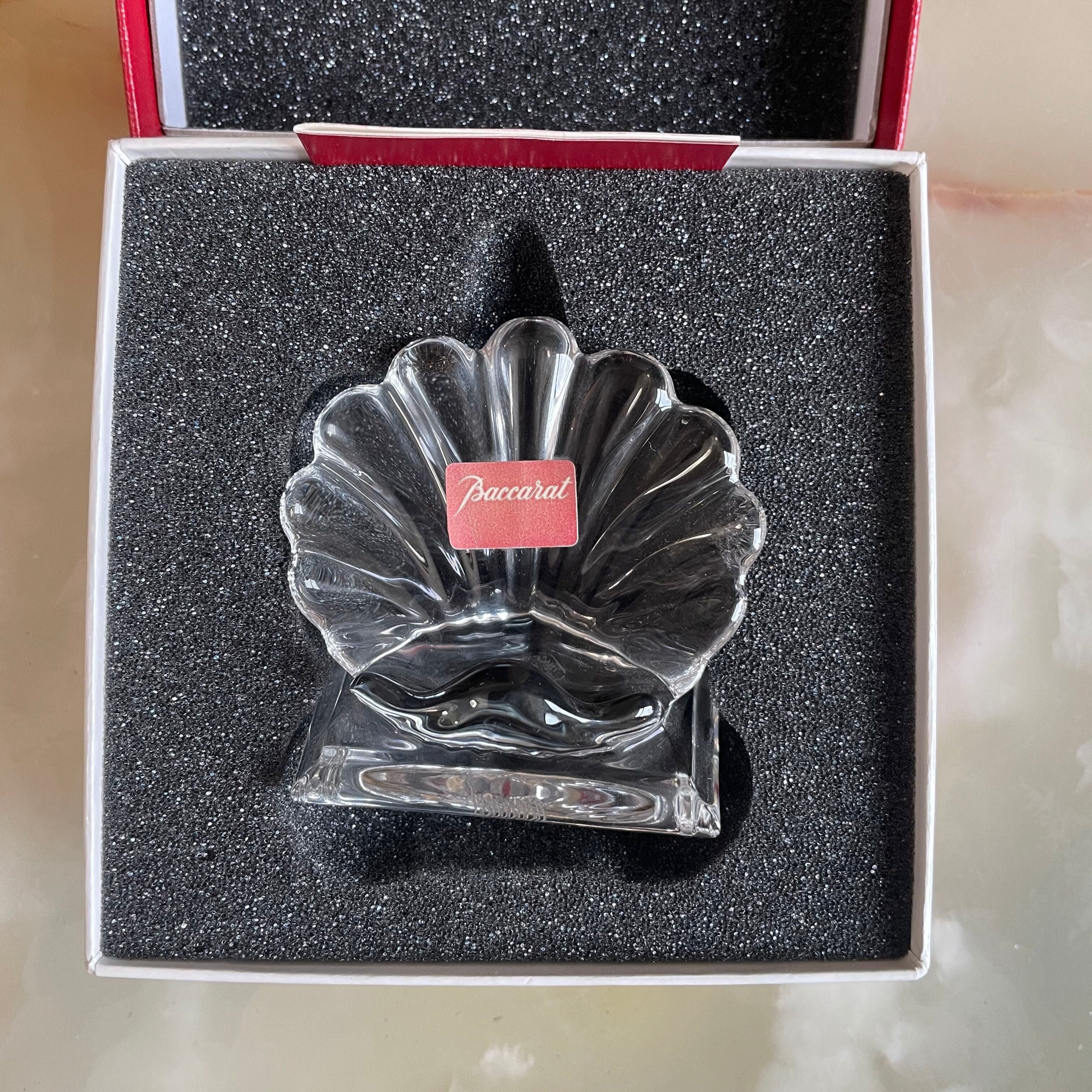 Baccarat Crystal Bambous Clam Shell Place Card Holder