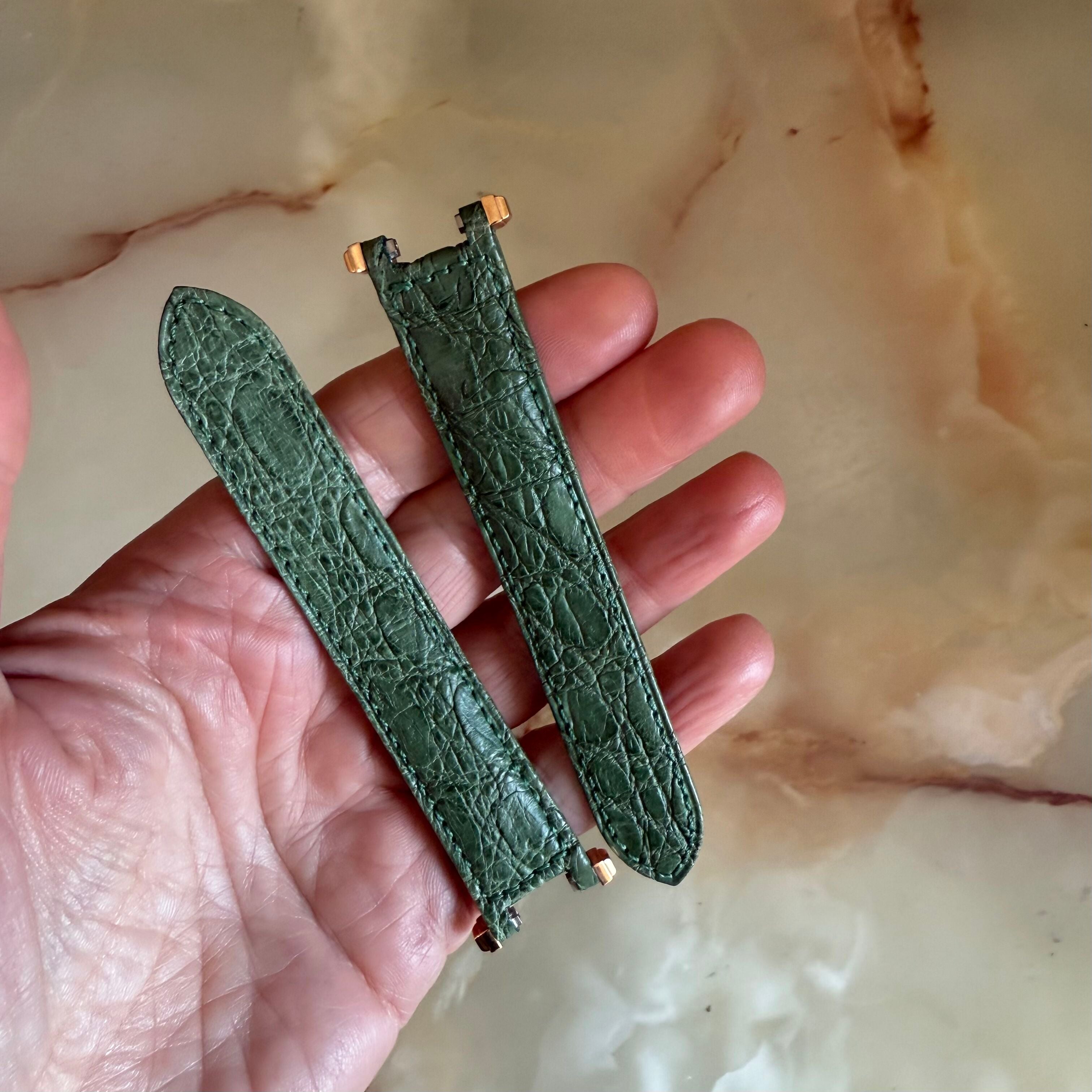 Authentic Cartier Pasha Green Caiman Alligator Watch Strap Band 17mm KD1K9A97
