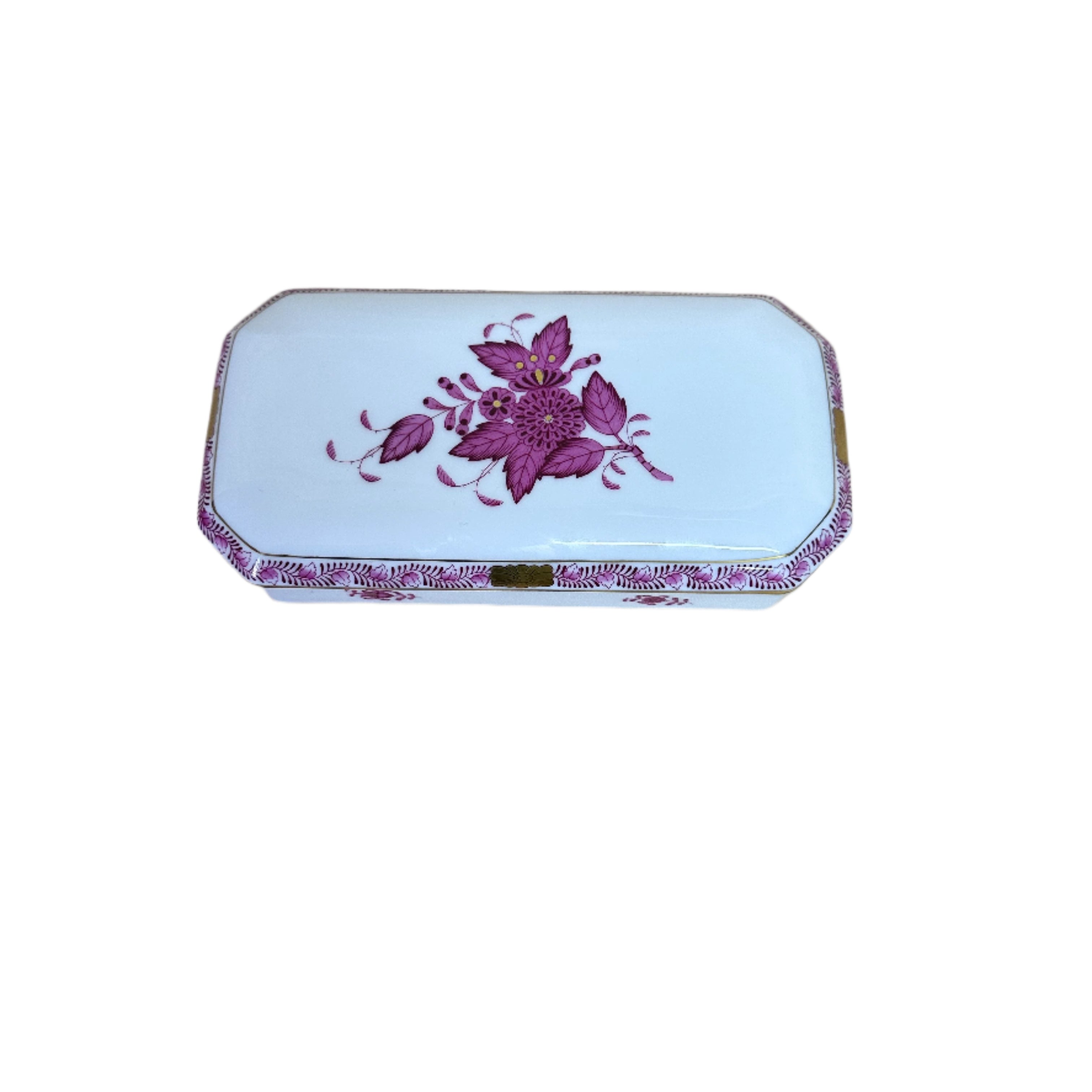 Herend Porcelain Chinese Bouquet Gold Raspberry Trinket Box 7897200AP