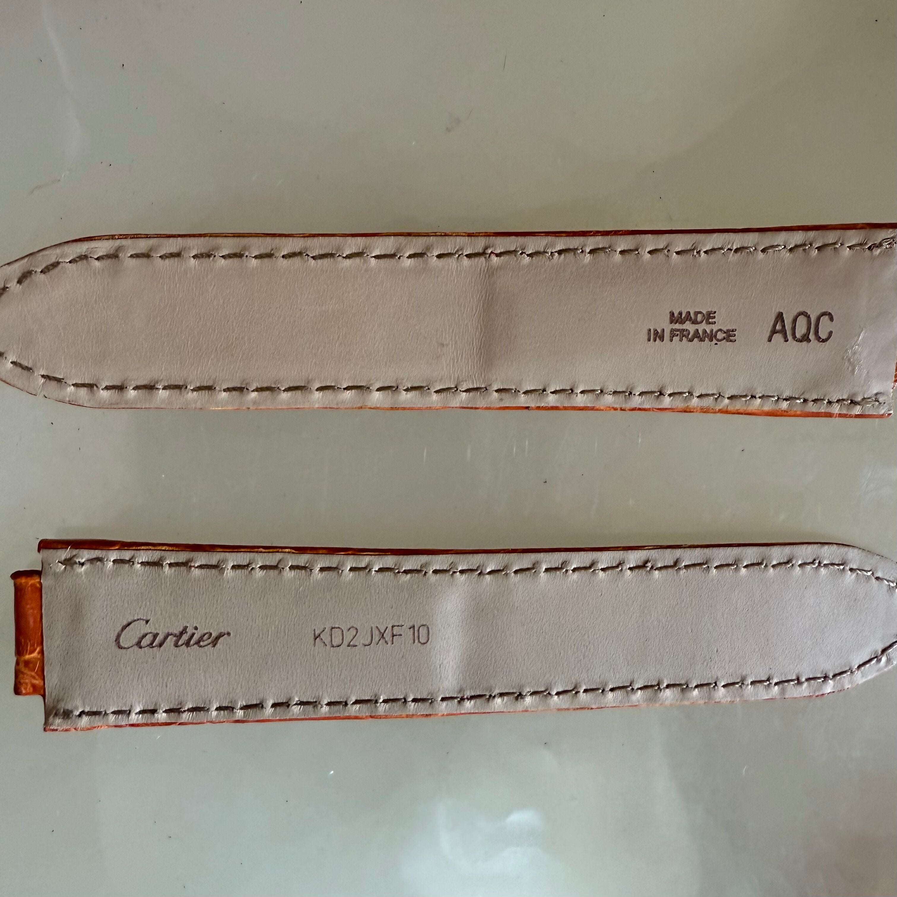 Authentic Cartier Ballon Bleu Orange Alligator Watch Strap Band 20mm KD2JXF10