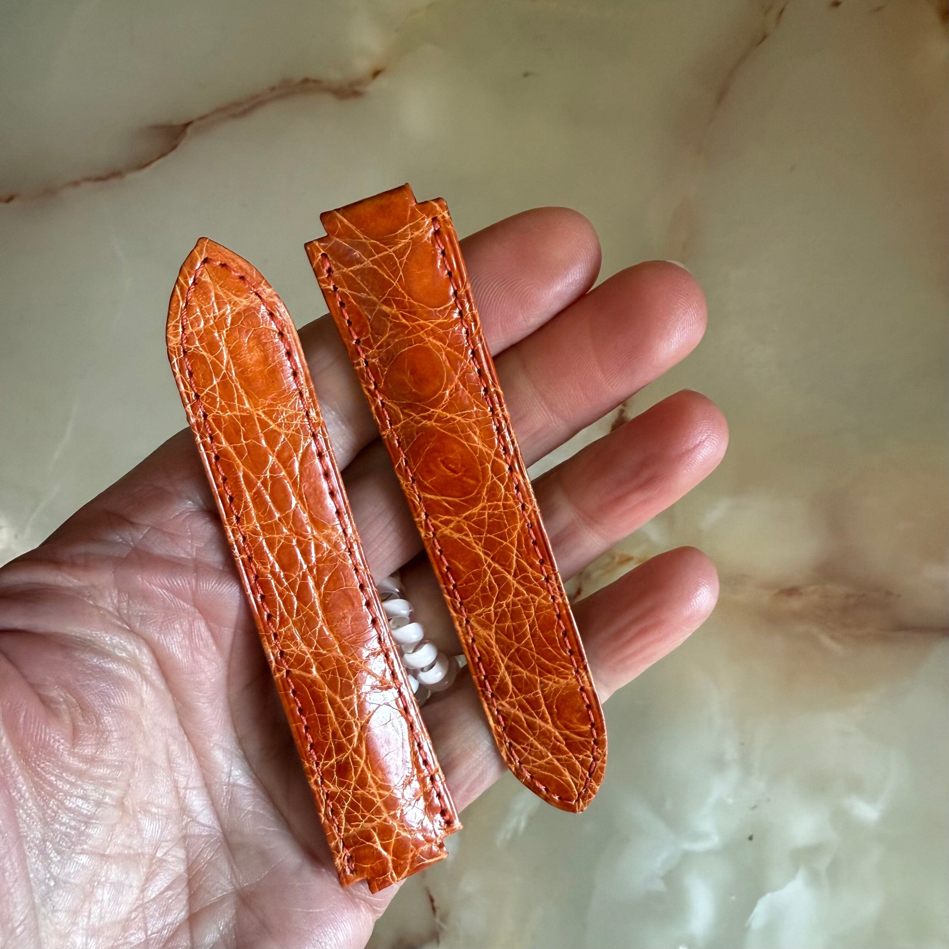 Authentic Cartier Ballon Bleu Orange Alligator Watch Strap Band 20mm KD2JXF10