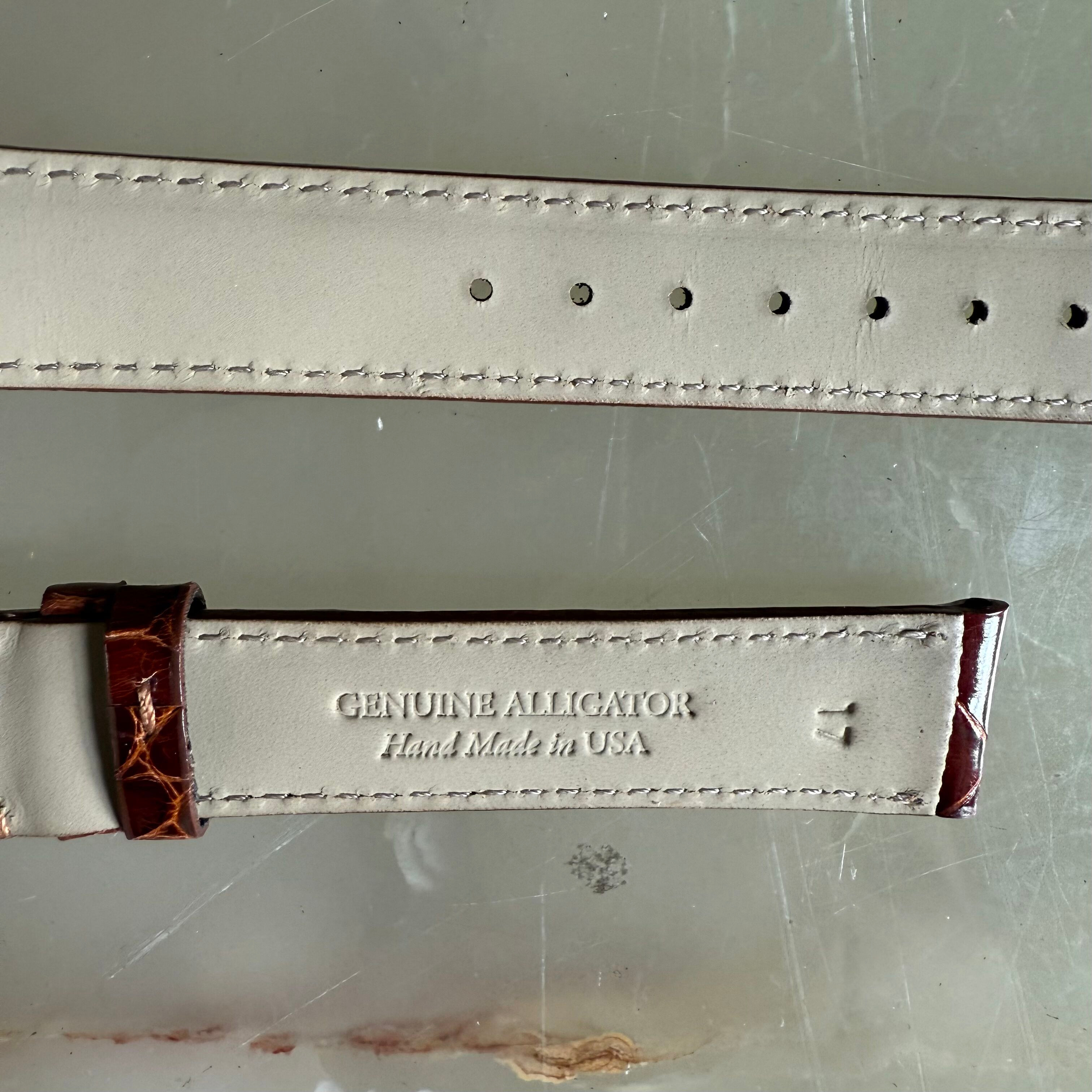 Genuine Alligator Brown Watch Strap Band 17mm Padded & Stitched w Buckle