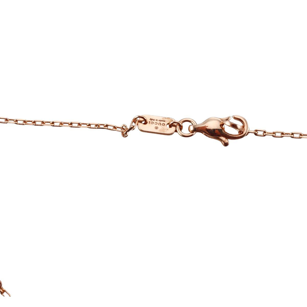Gucci Interlocking G 18K Rose Gold Diamond Pendant Necklace