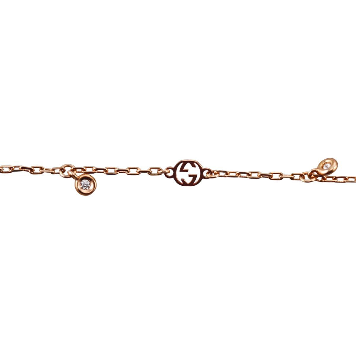 Gucci Interlocking G 18K Rose Gold Diamond Pendant Necklace