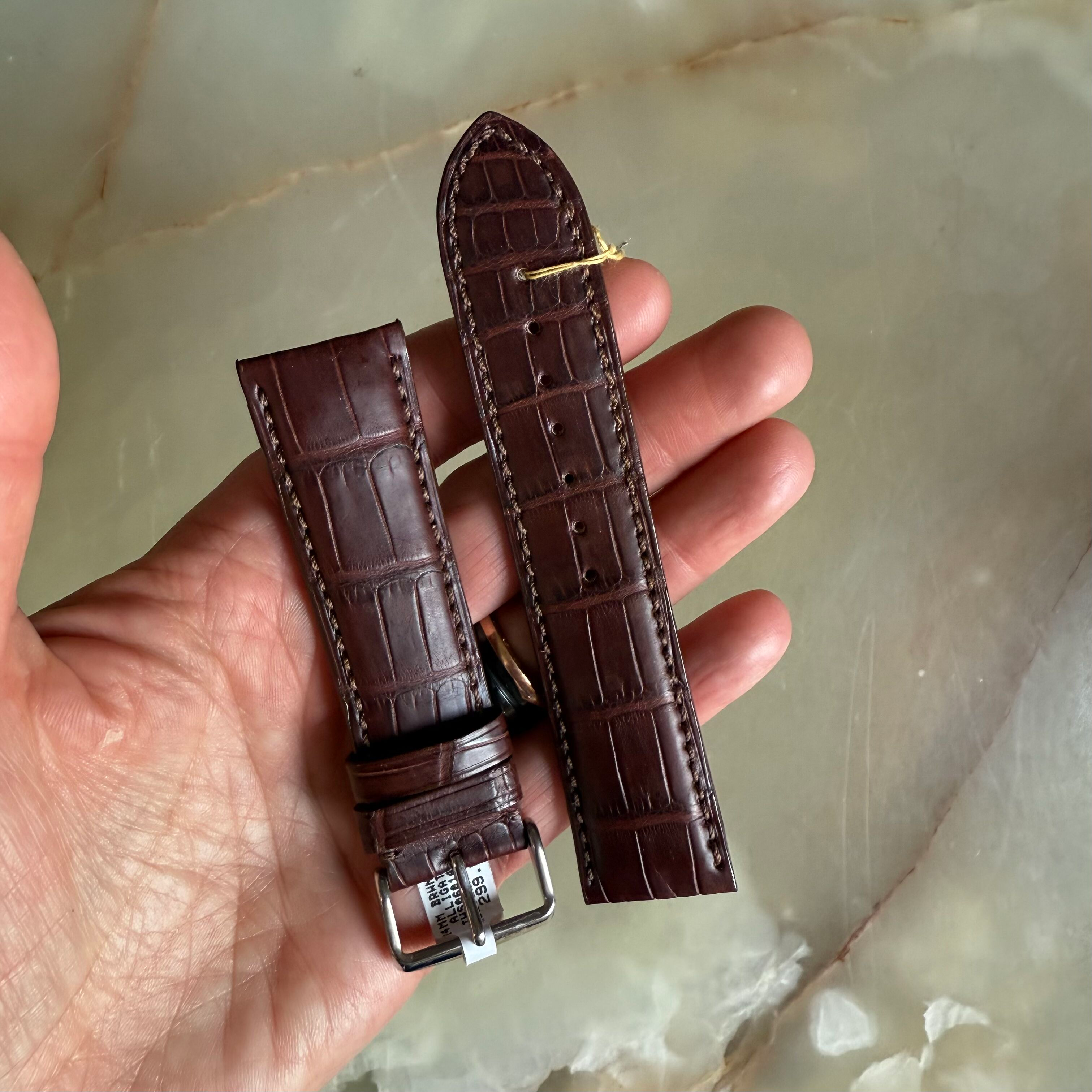 Genuine Alligator Brown Watch Strap Band 24mm Padded & Stitched w Buckle