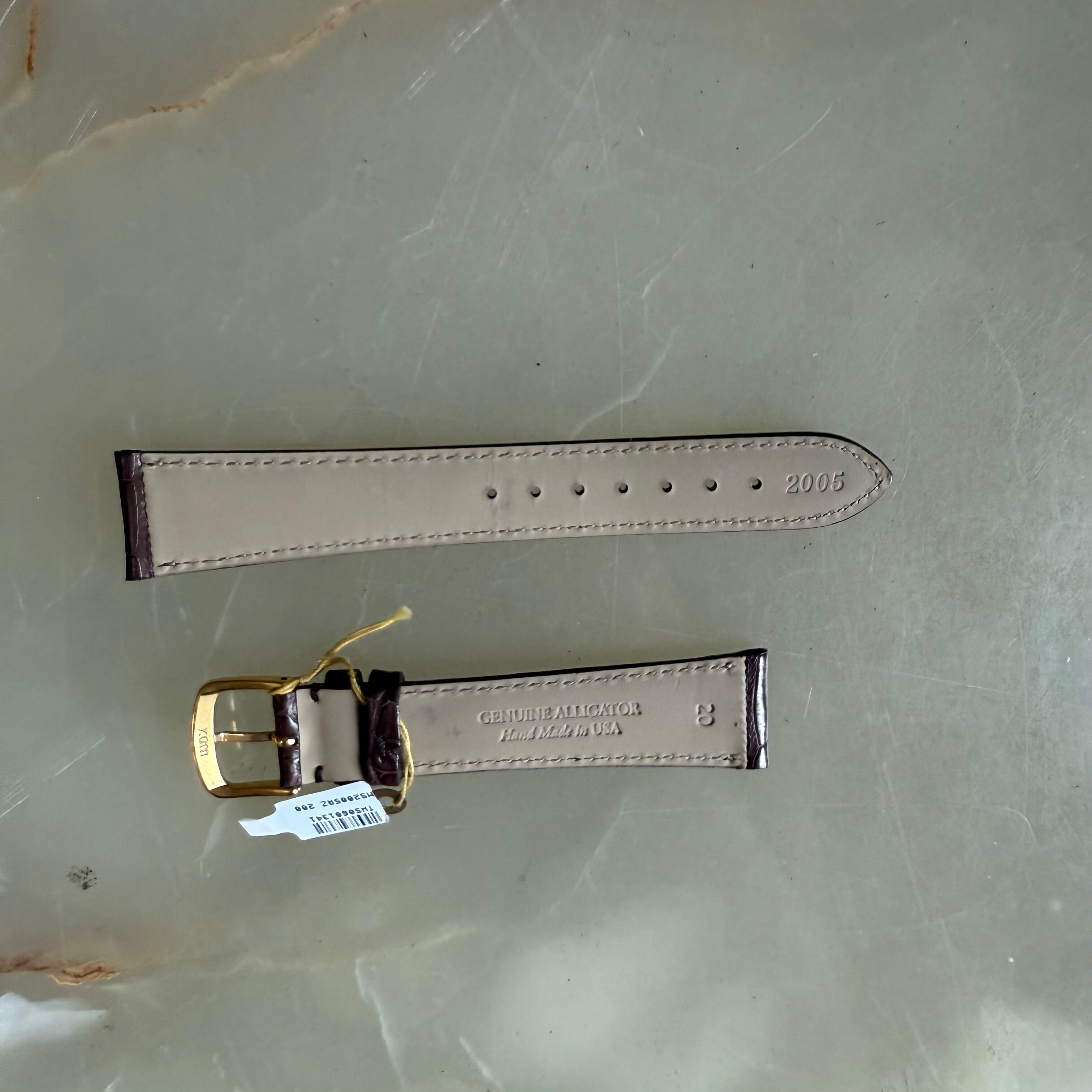Genuine Alligator Brown Watch Strap Band 20mm Padded & Stitched w Buckle