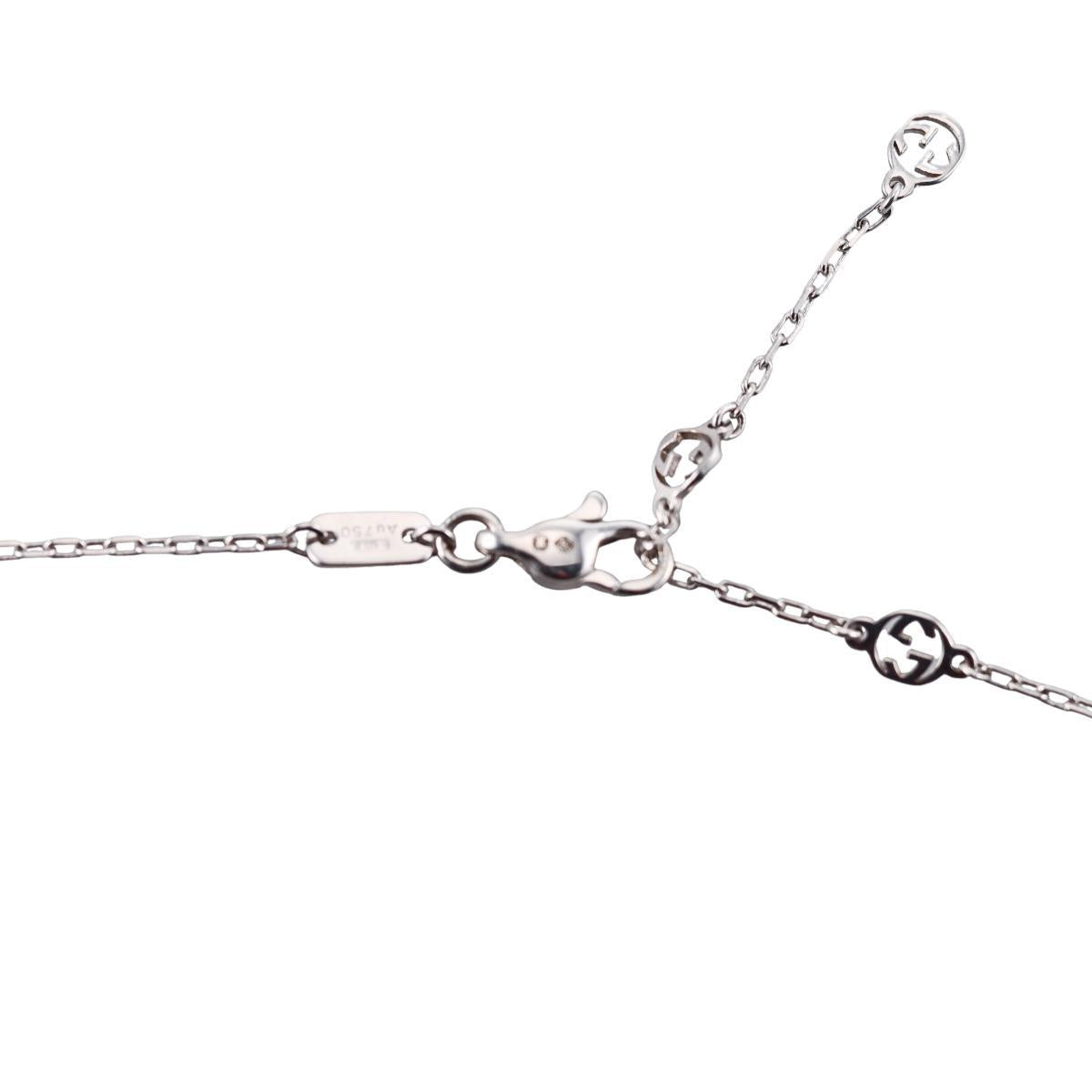Gucci Interlocking G 18k White Gold Diamond Pendant Necklace
