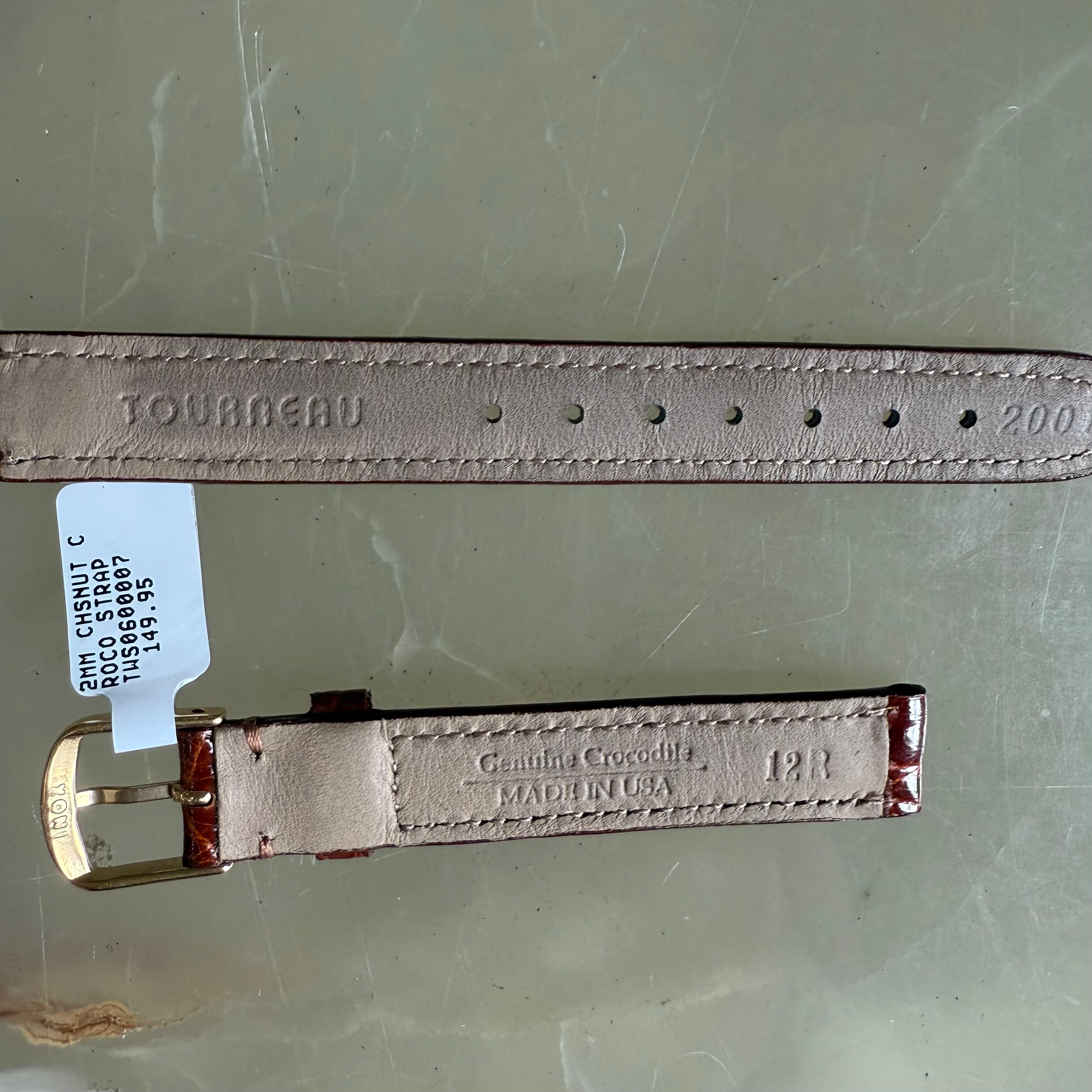 Genuine Crocodile Brown Watch Strap Band 12mm Padded & Stitched w Buckle