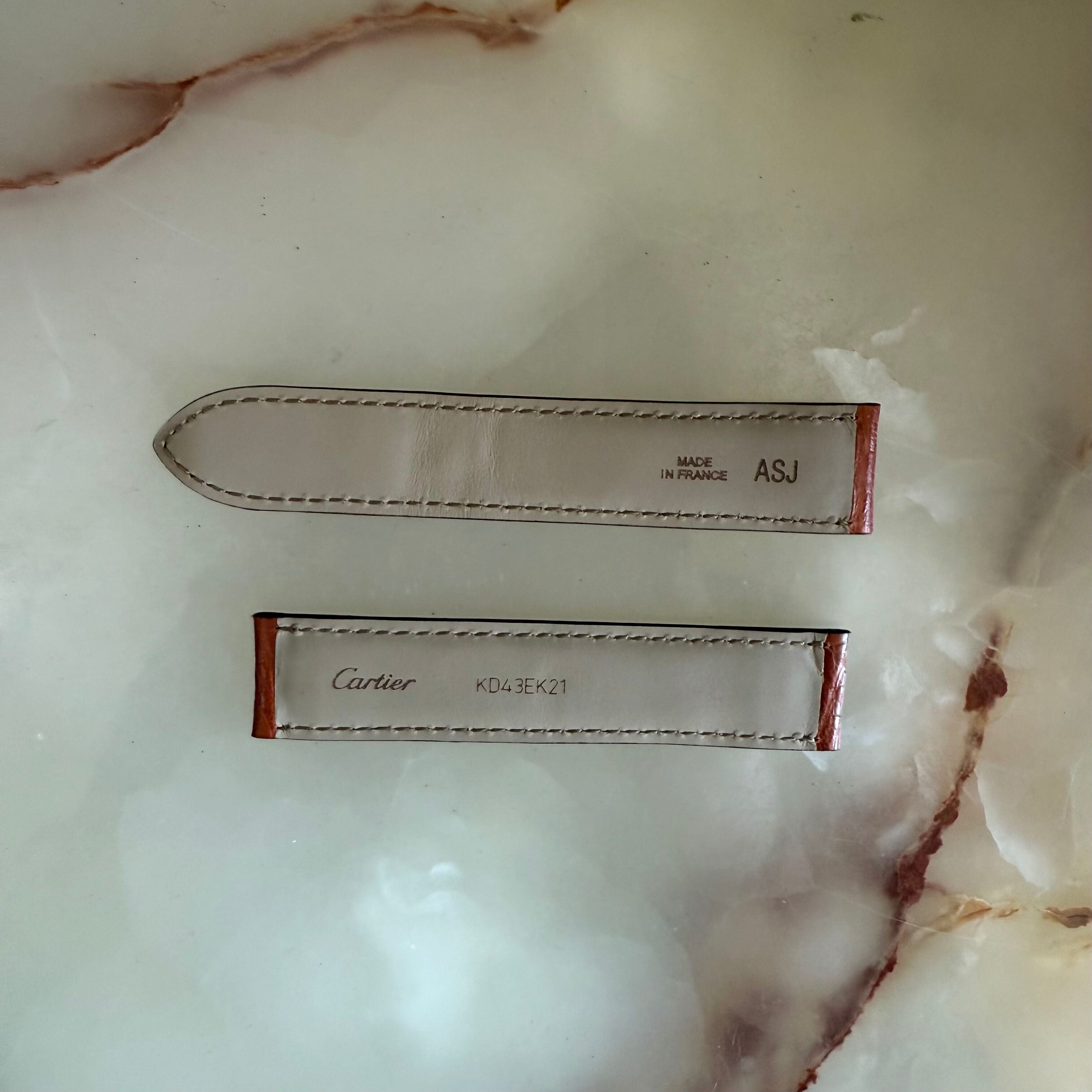 Authentic Cartier Brown Alligator Watch Strap Band 18mm KD43EK21