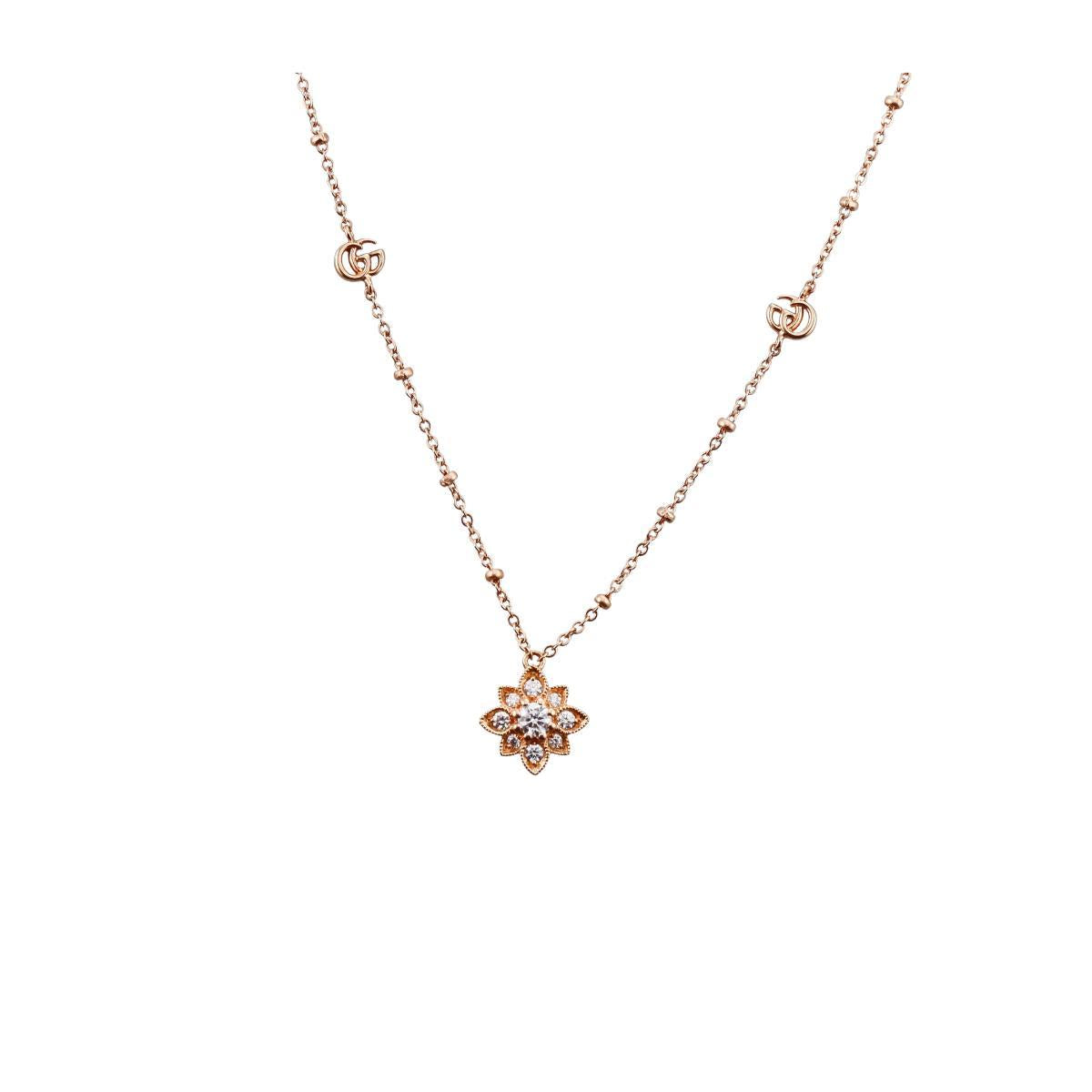 Gucci Flora 18k Gold Diamond Pendant Necklace