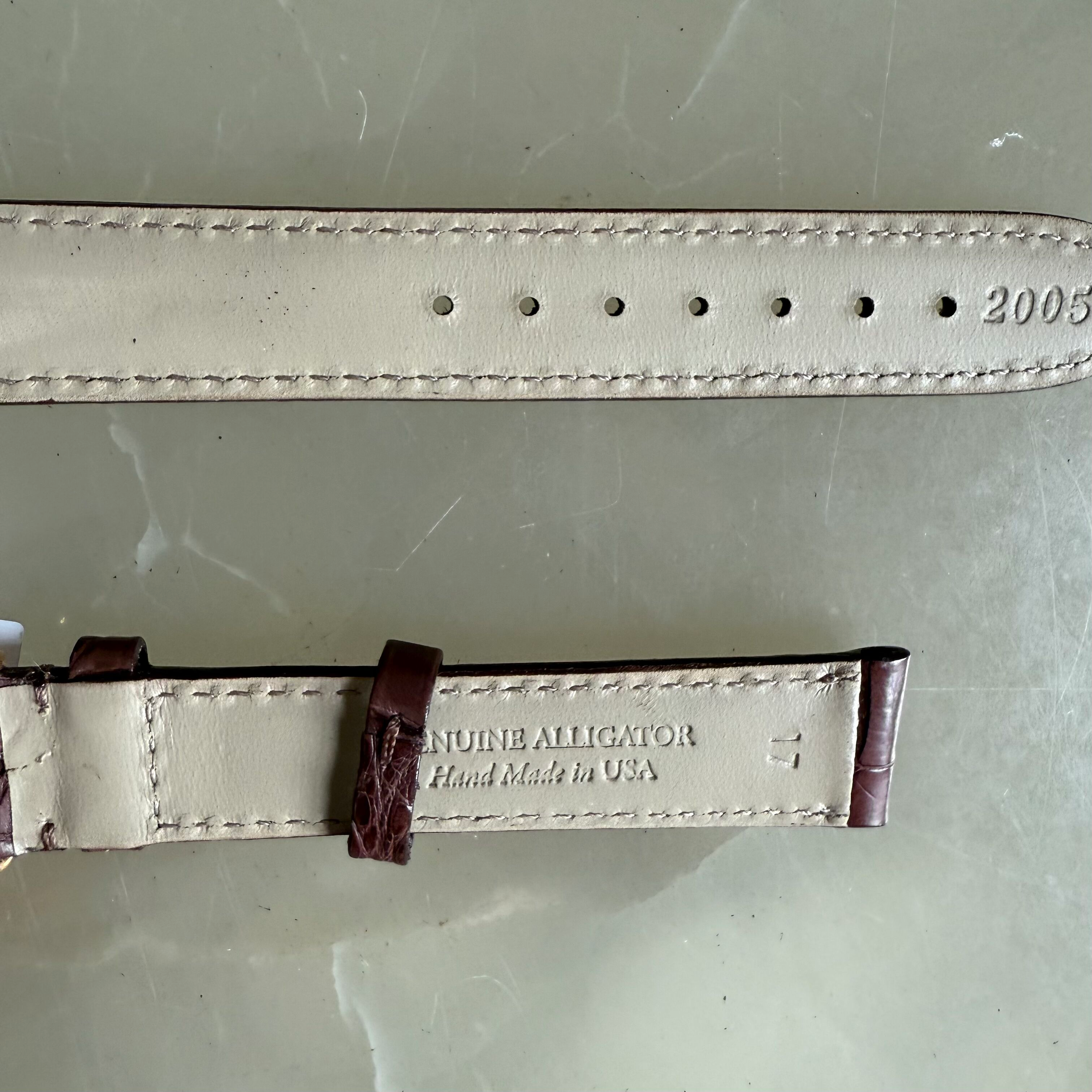 Genuine Alligator Brown Watch Strap Band 17mm Padded & Stitched w Buckle